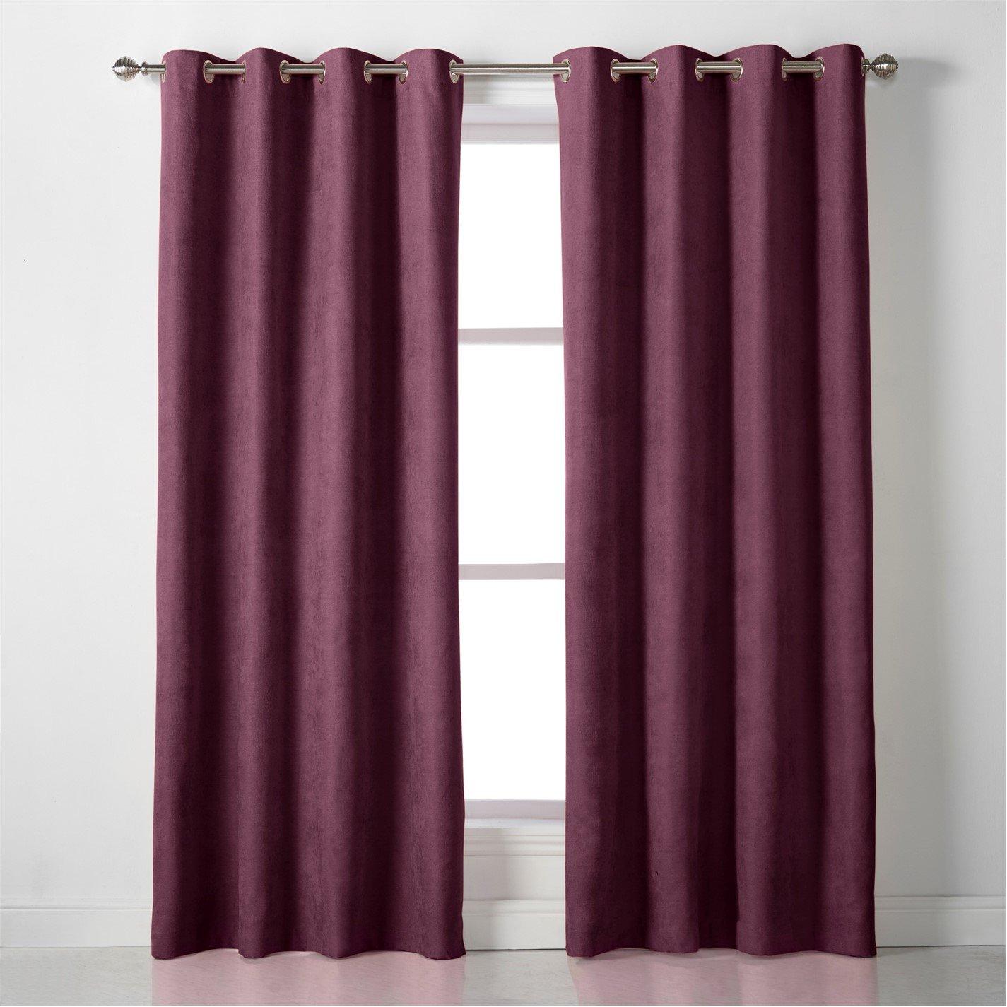 Aubergine - Alan Symonds - Velvet Chenille Eyelet Ring Top Curtains - 1