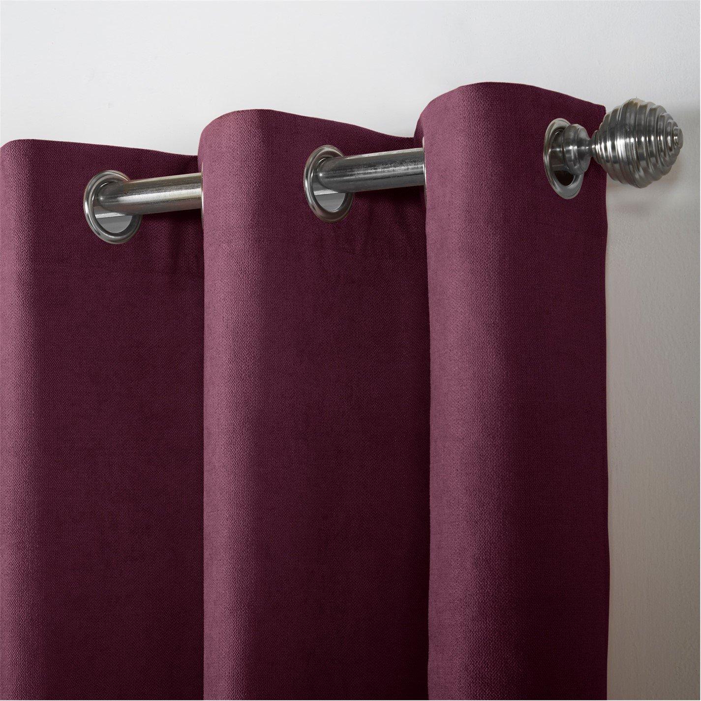 Aubergine - Alan Symonds - Velvet Chenille Eyelet Ring Top Curtains - 2