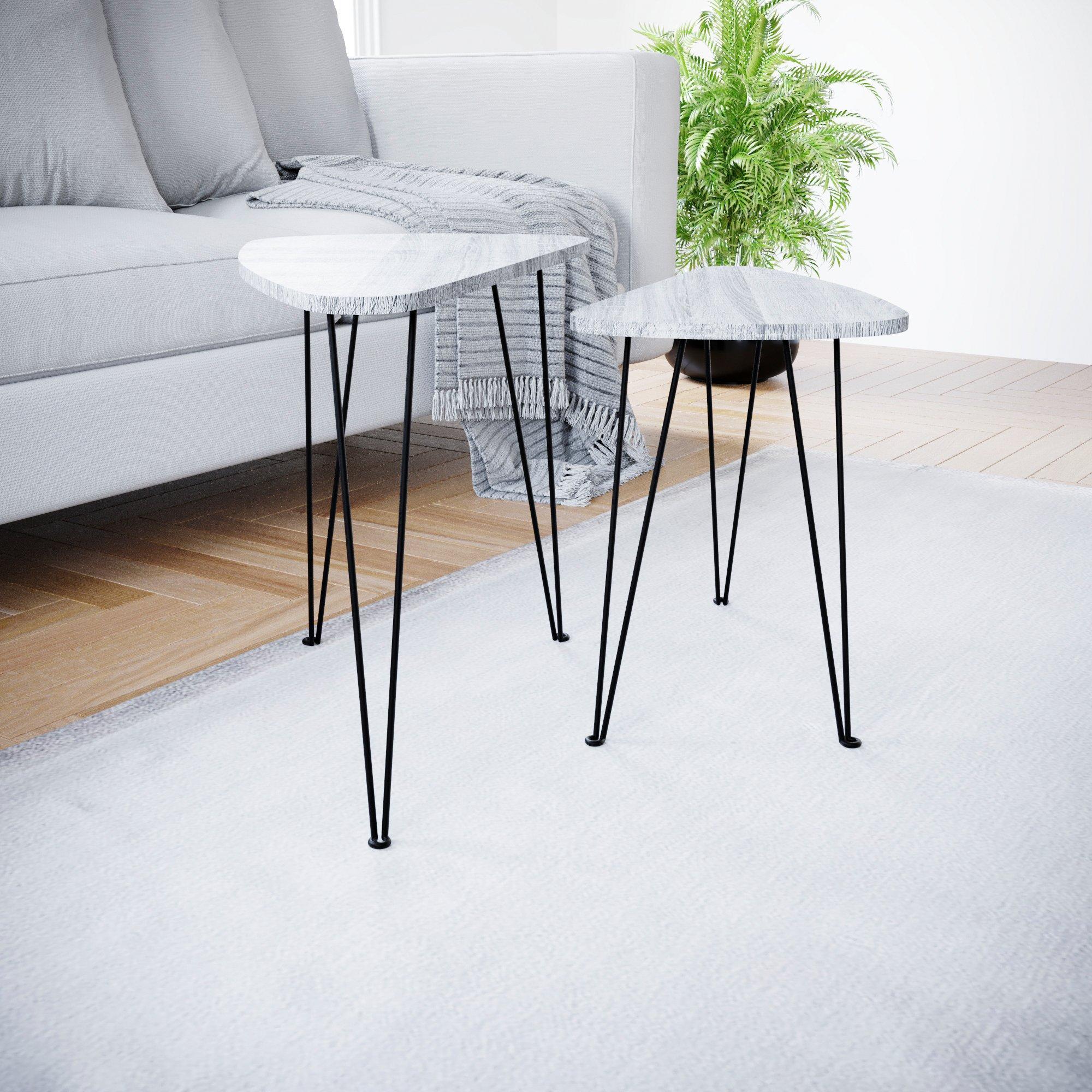 Grey - Lassic - Vida Designs Brooklyn Nest of 2 Oval Tables - 3