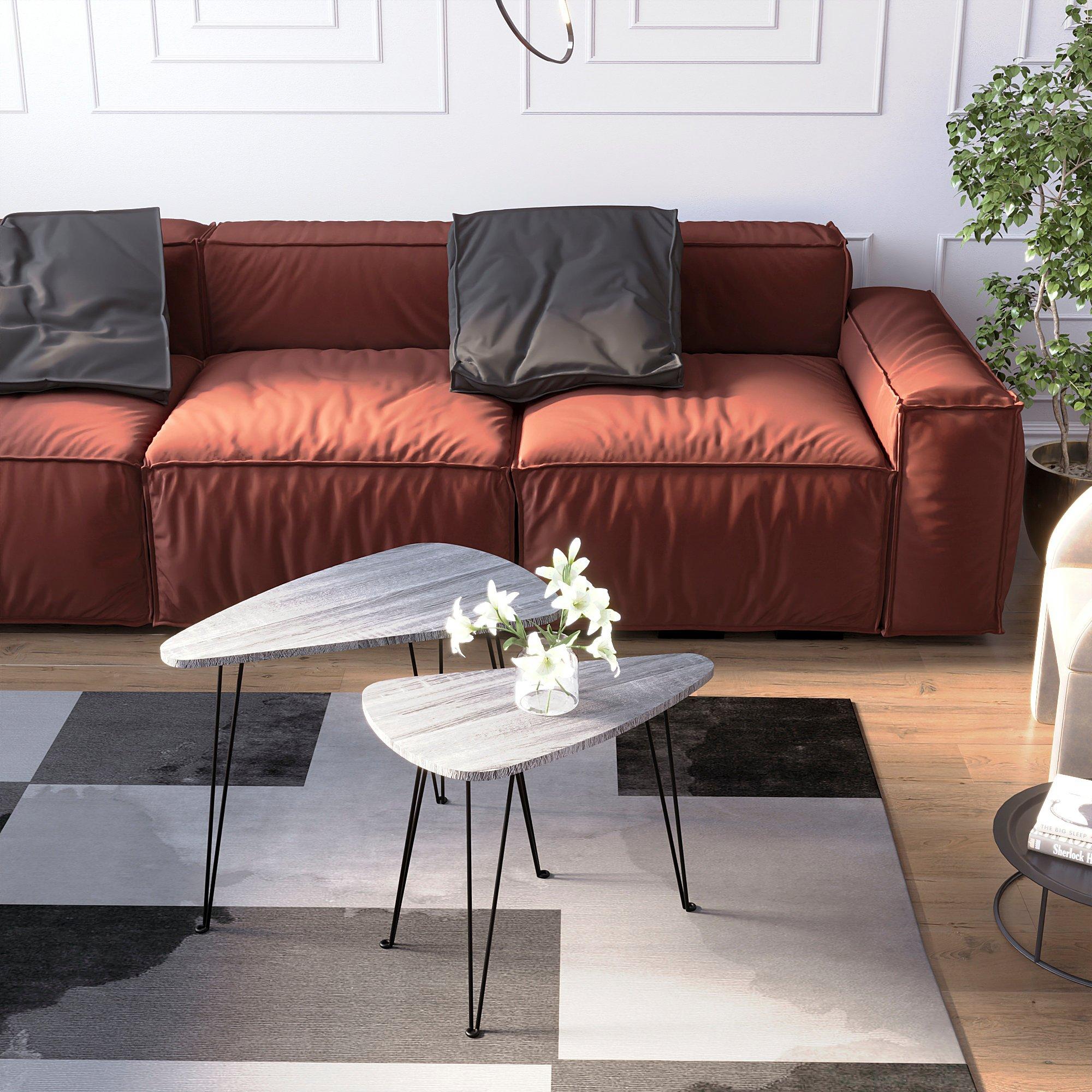 Grey - Lassic - Vida Designs Brooklyn Nest of 2 Oval Tables - 4