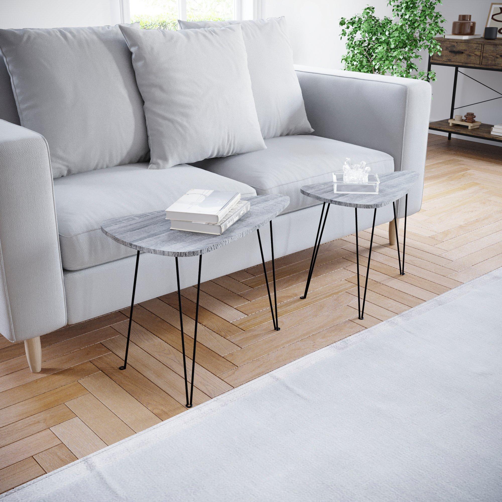 Grey - Lassic - Vida Designs Brooklyn Nest of 2 Oval Tables - 5