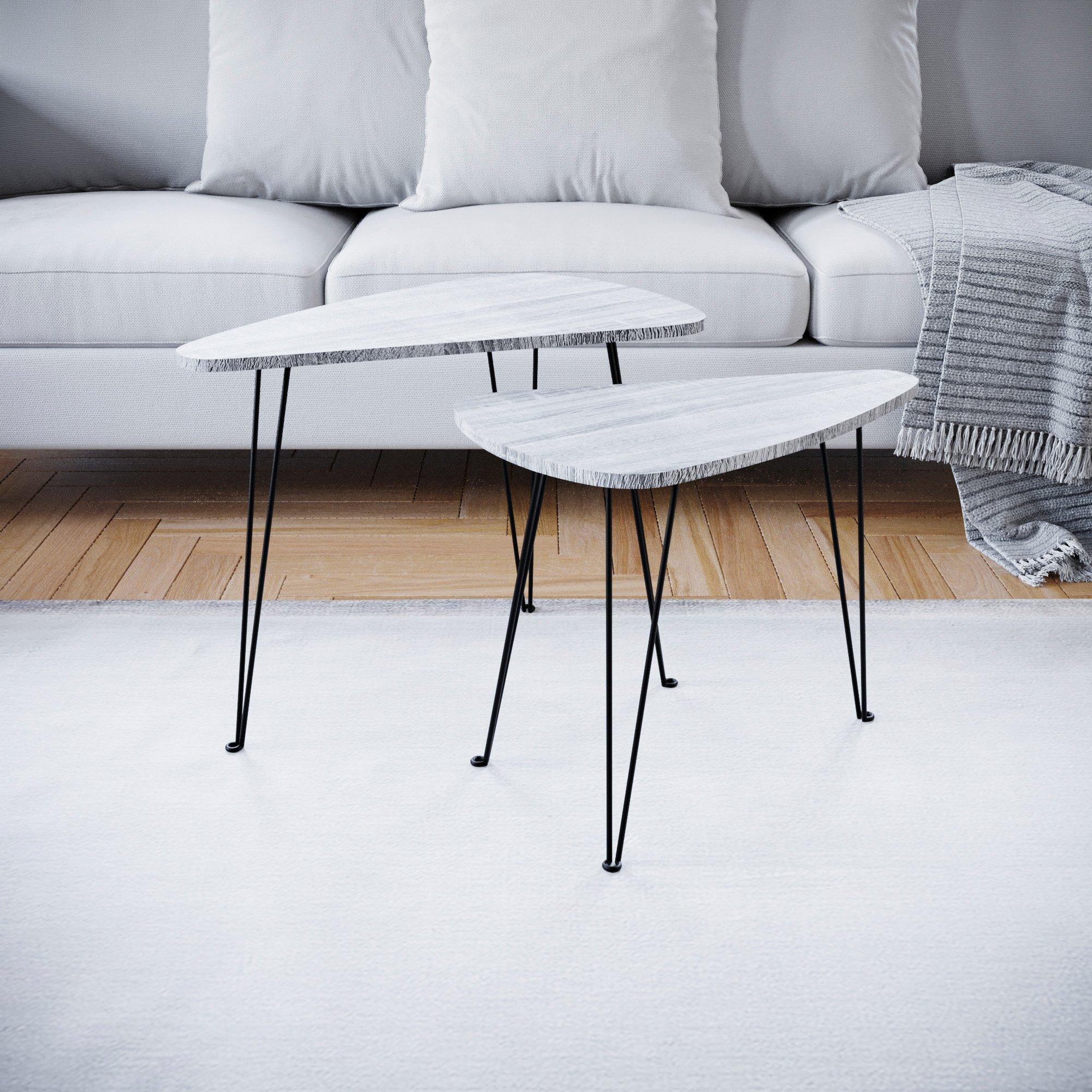 Grey - Lassic - Vida Designs Brooklyn Nest of 2 Oval Tables - 6