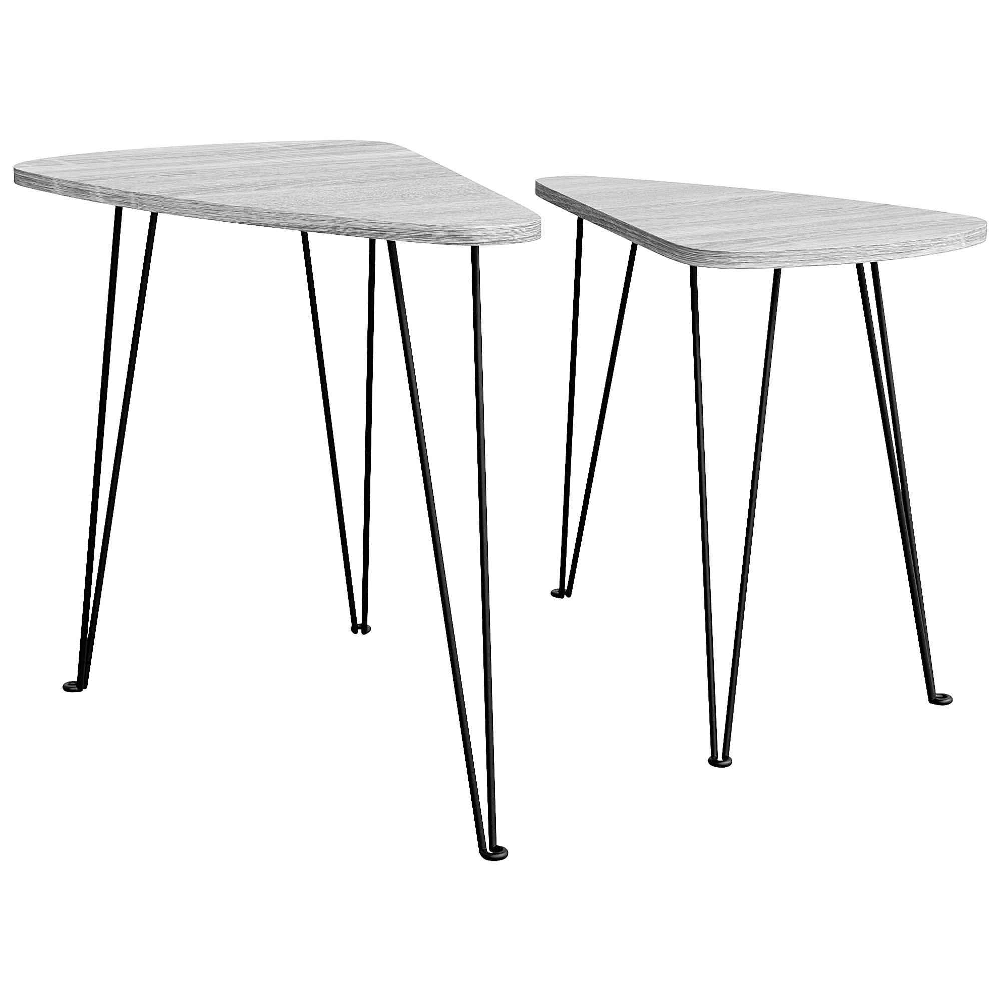 Grey - Lassic - Vida Designs Brooklyn Nest of 2 Oval Tables - 7