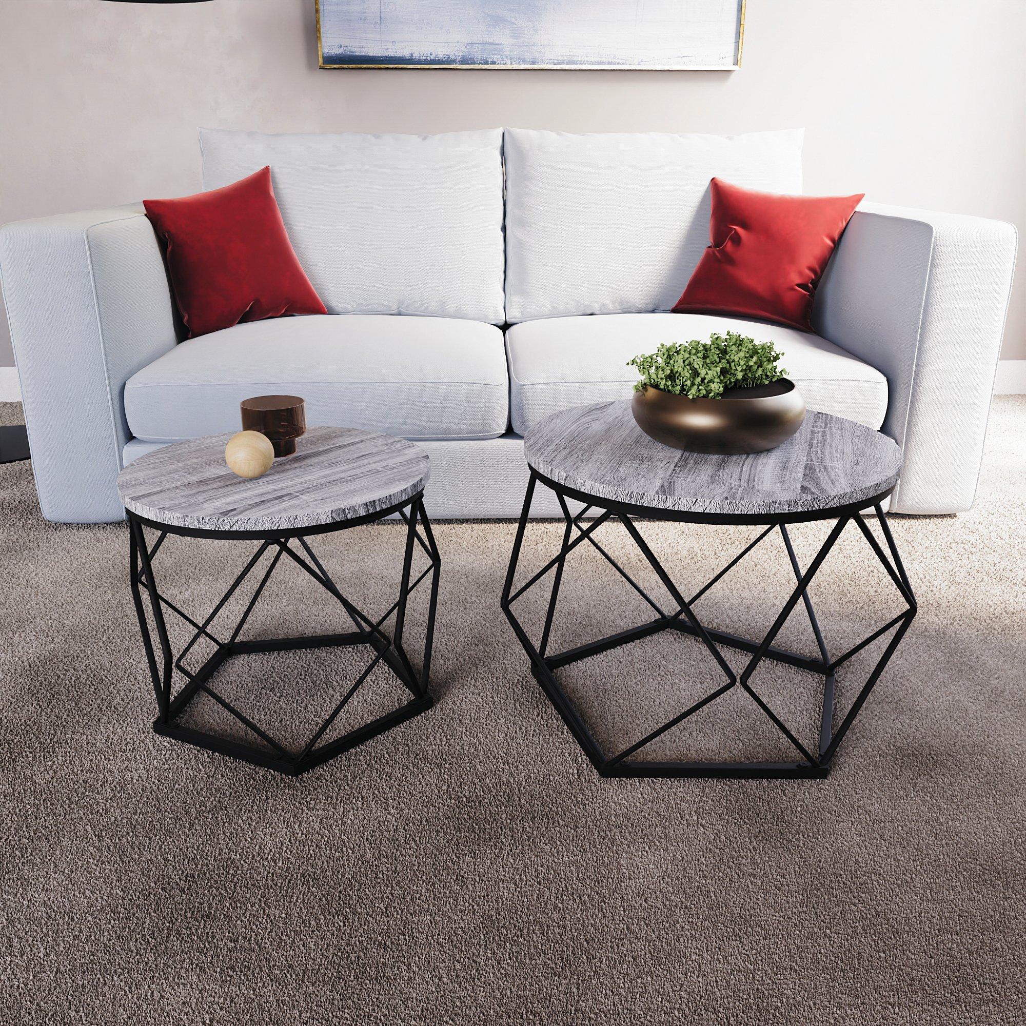 Grey - Lassic - Vida Designs Brooklyn Nest of 2 Geometric Tables - 1