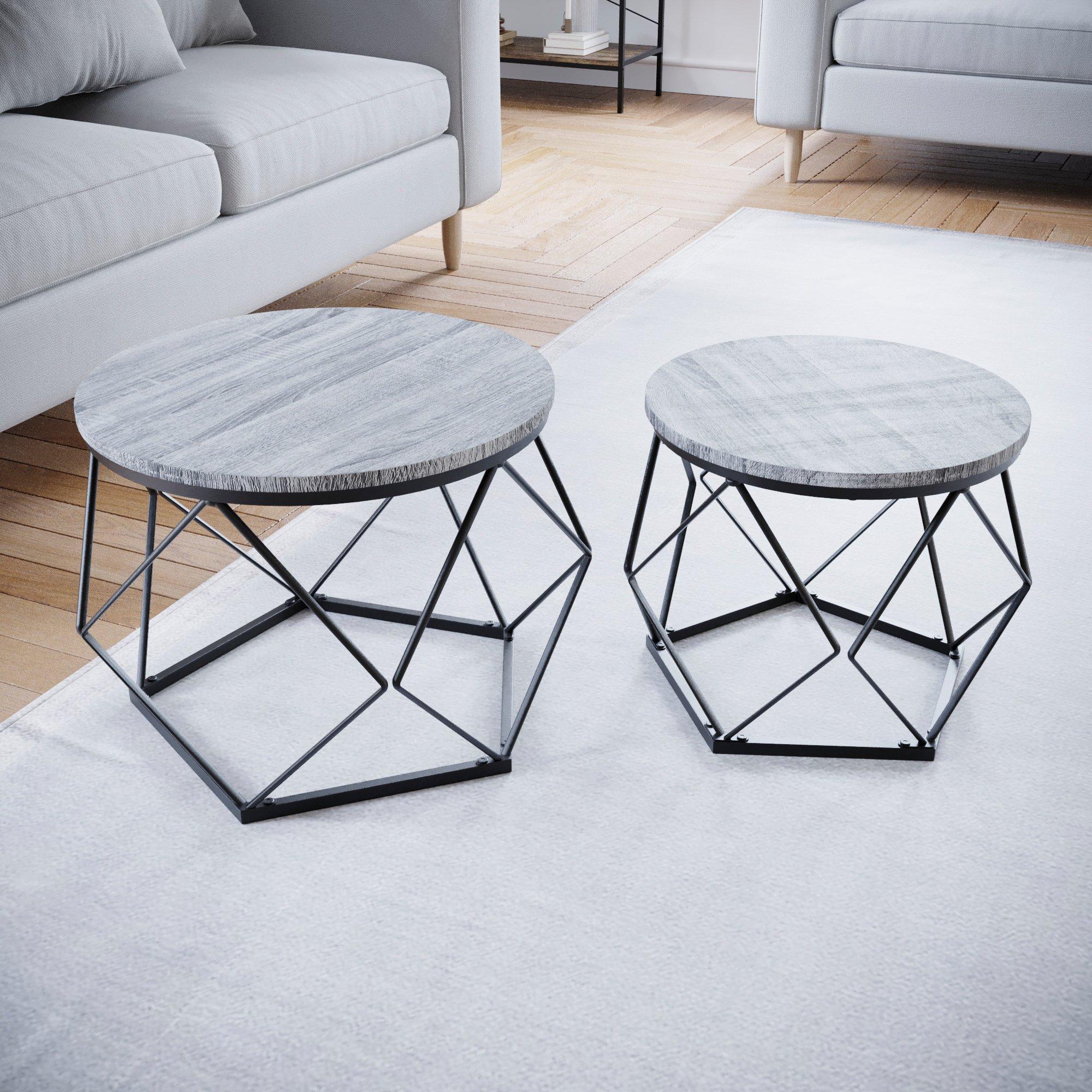 Grey - Lassic - Vida Designs Brooklyn Nest of 2 Geometric Tables - 3