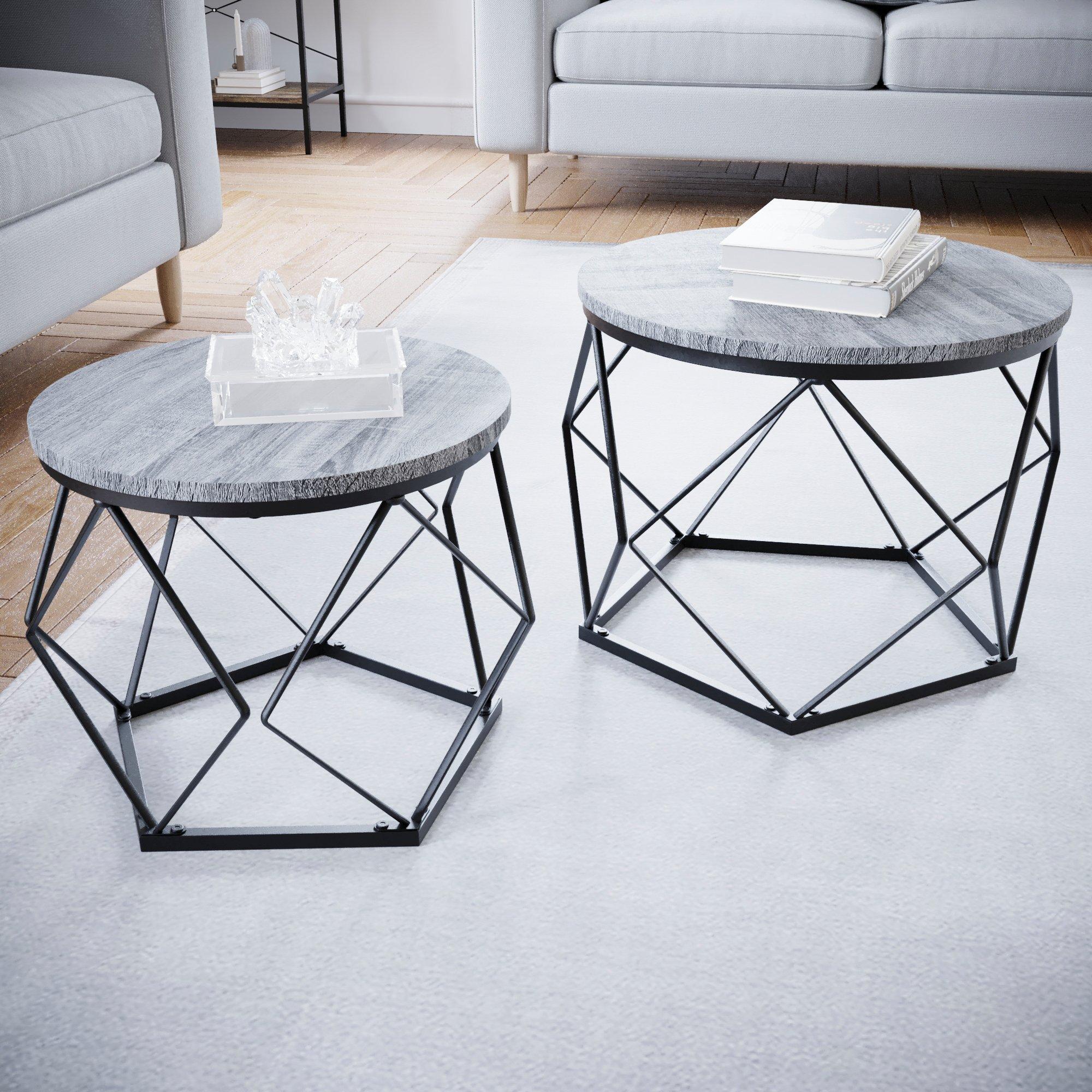 Grey - Lassic - Vida Designs Brooklyn Nest of 2 Geometric Tables - 4