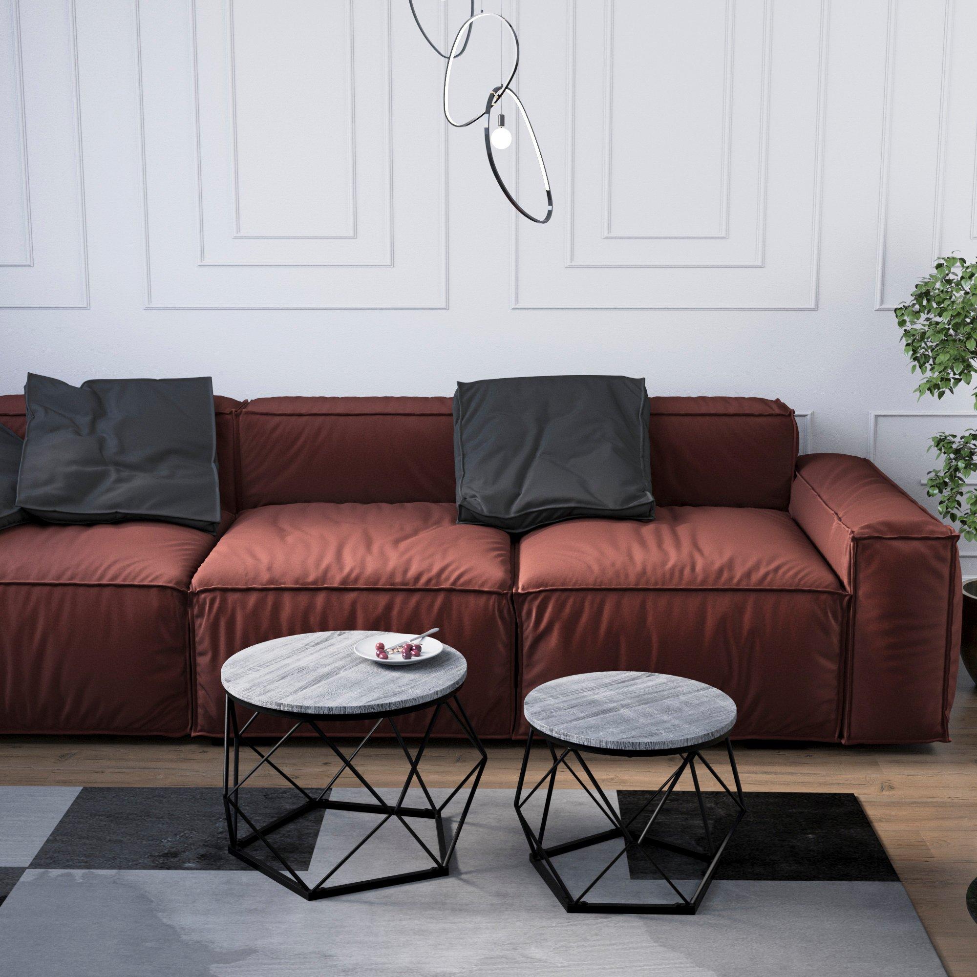 Grey - Lassic - Vida Designs Brooklyn Nest of 2 Geometric Tables - 5