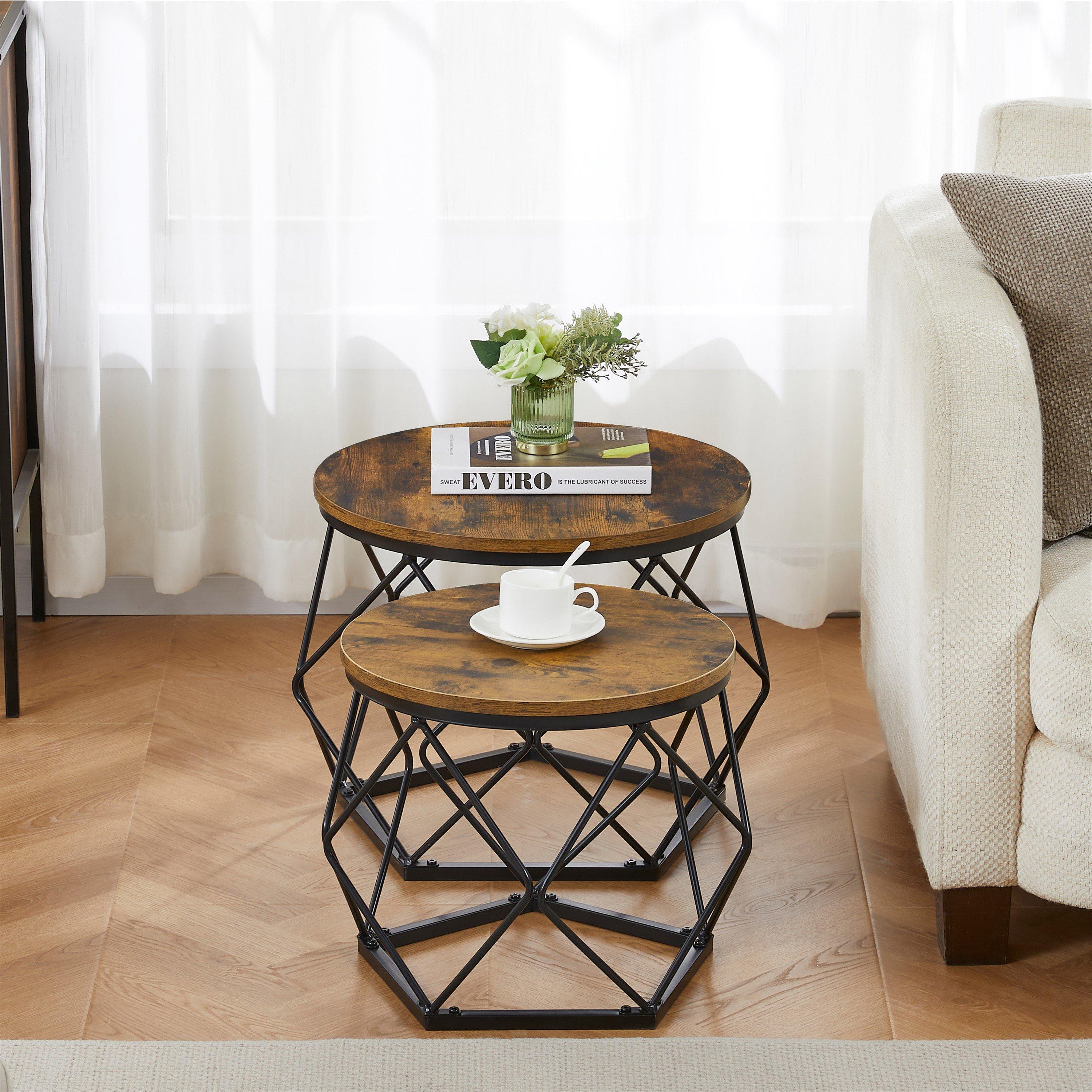 Dark Wood - Lassic - Vida Designs Brooklyn Nest of 2 Geometric Tables - 3