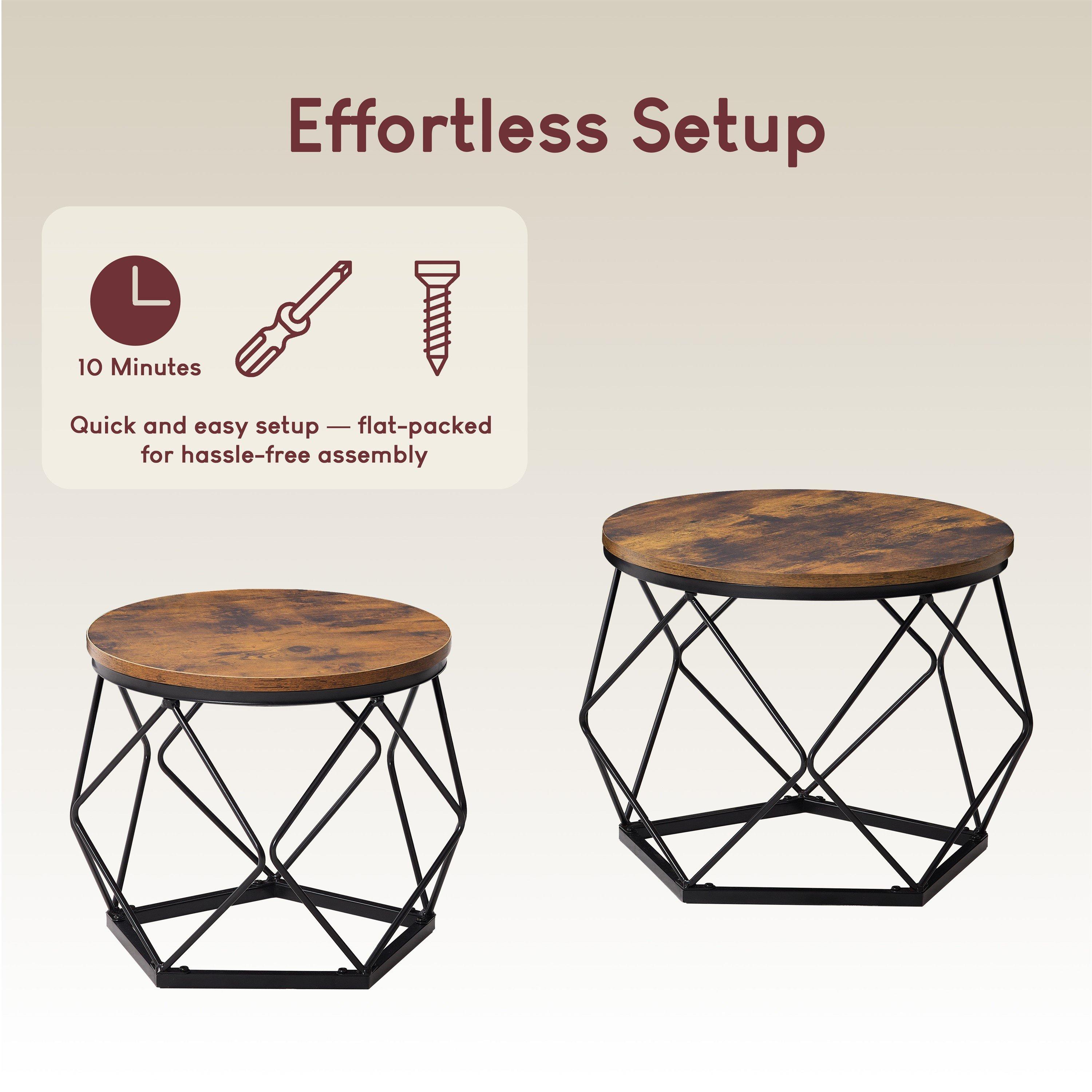 Dark Wood - Lassic - Vida Designs Brooklyn Nest of 2 Geometric Tables - 8