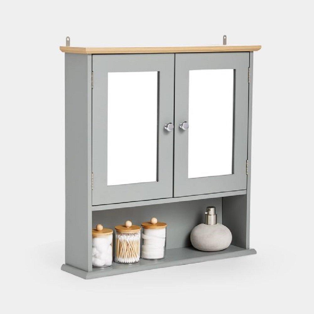 Grey - VonHaus - VonHaus  Shrewsbury Grey Mirrored Cabinet