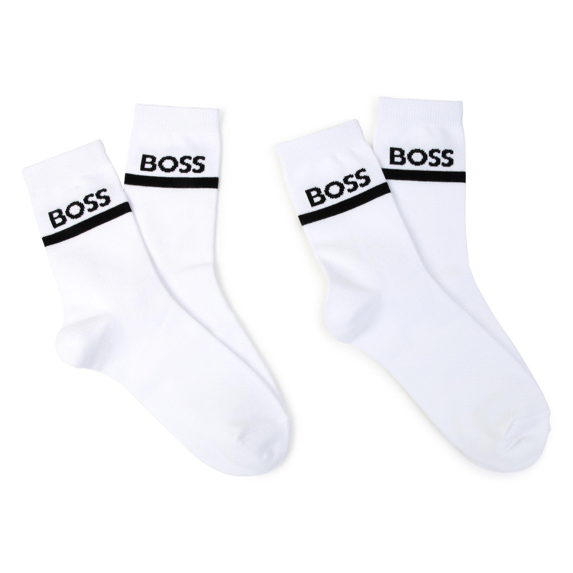 White/White 10P - Boss - Logo Print Socks Junior Boys.