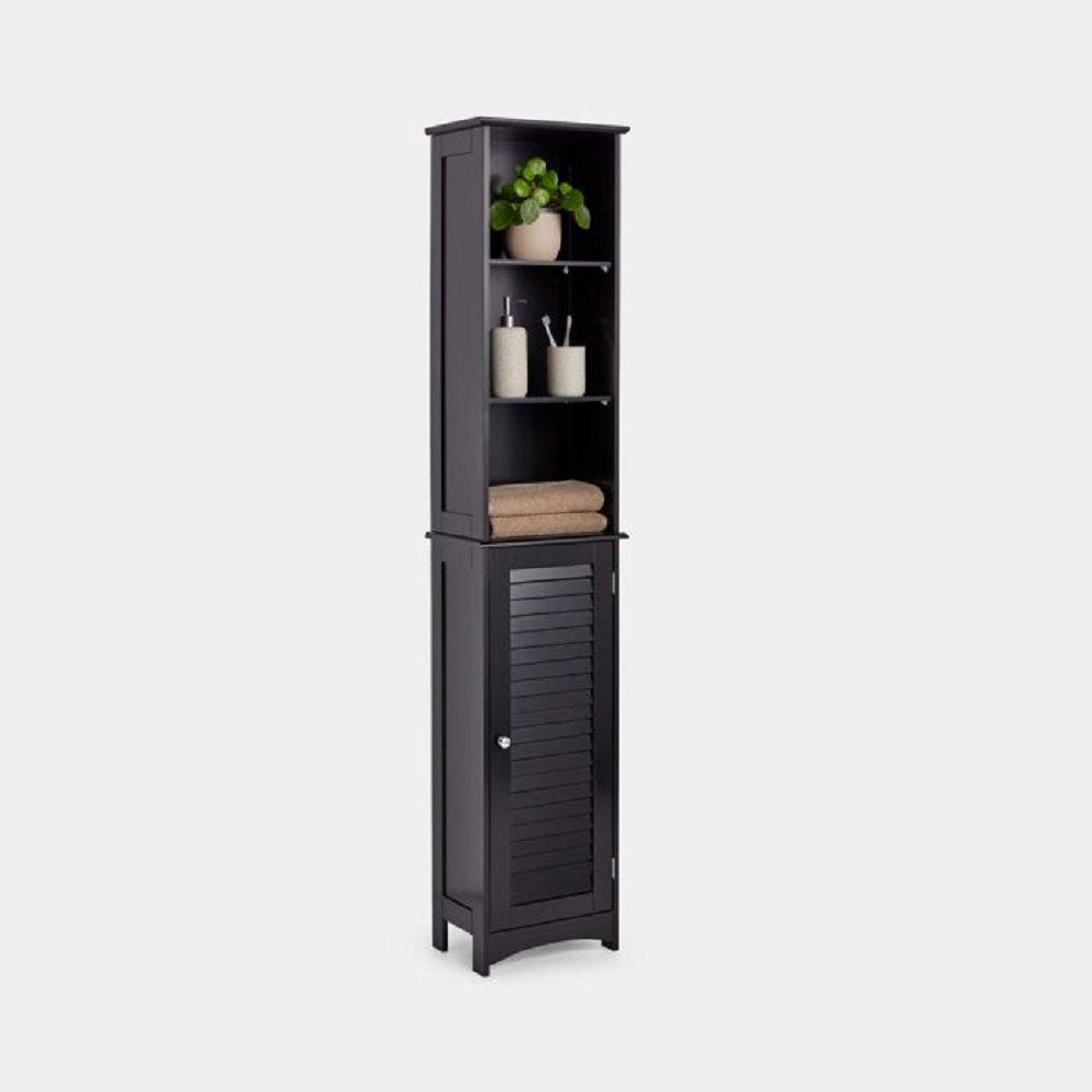 Black - VonShef - VonHaus Shrewsbury Black Tallboy Bathroom Cabinet