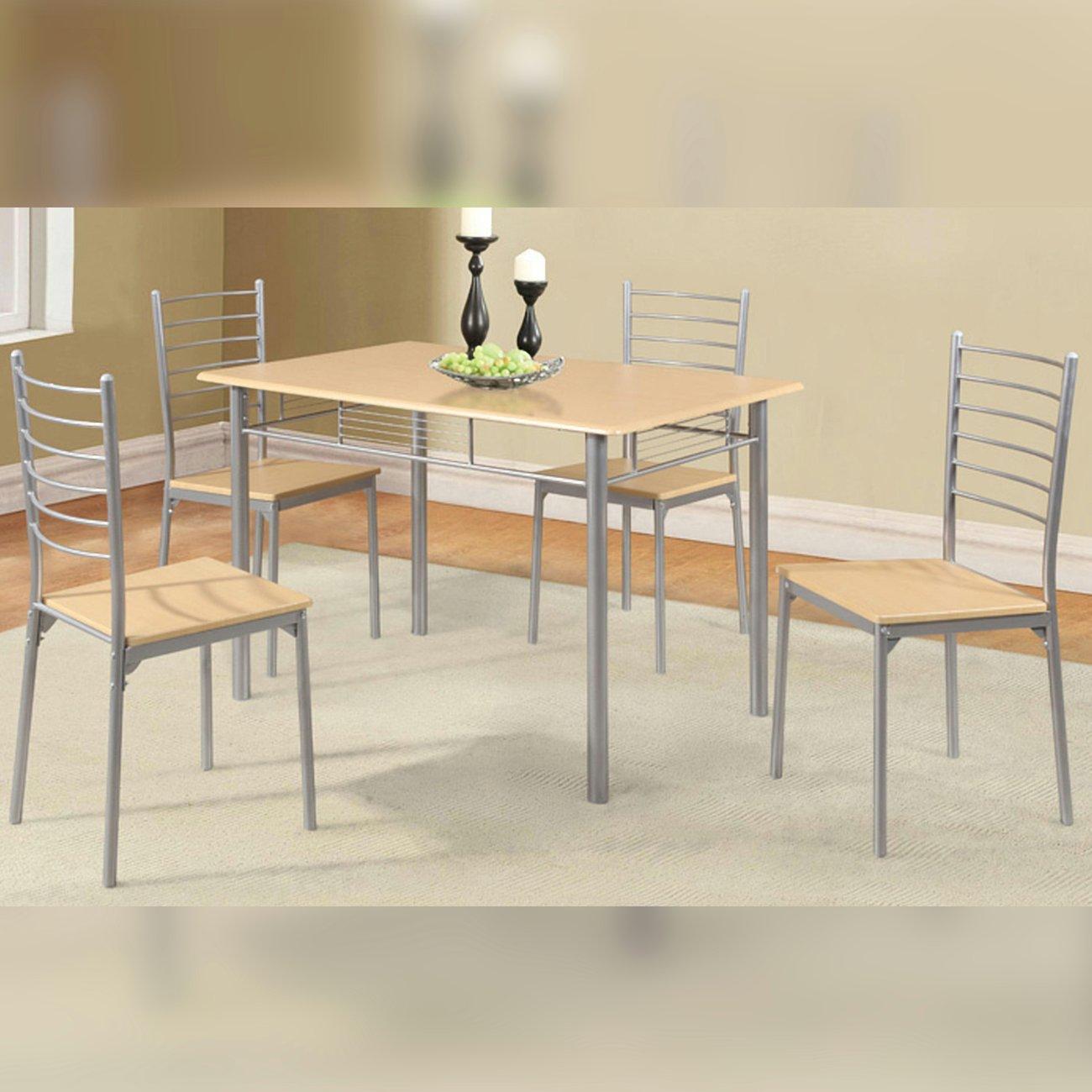 Ash - Comfy Living - 5 Piece Beech Effect Dining Set