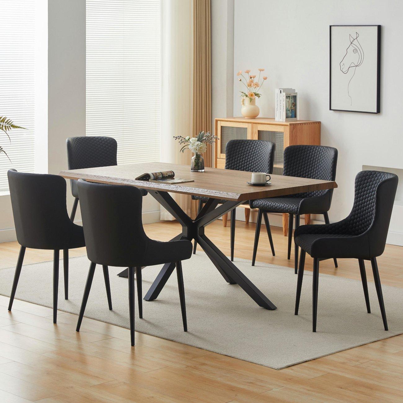 Oak - Comfy Living - Industrial Style Oak Effect Dining Set