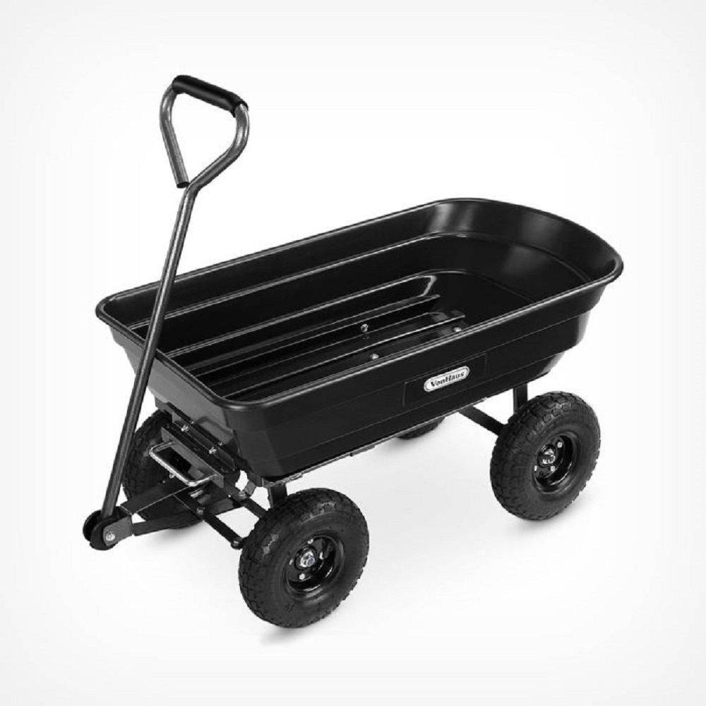 Black - VonHaus - VonHaus  75L Garden Dump Cart