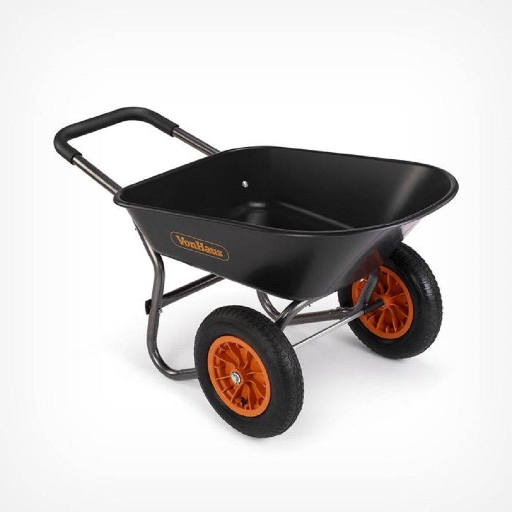 Black - VonHaus - VonHaus 78L Wheelbarrow