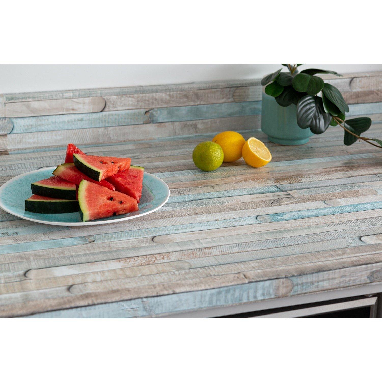 Blue/Grey - D C Fix - dc fix Rio Ocean Self Adhesive Vinyl Pack 3 - 2