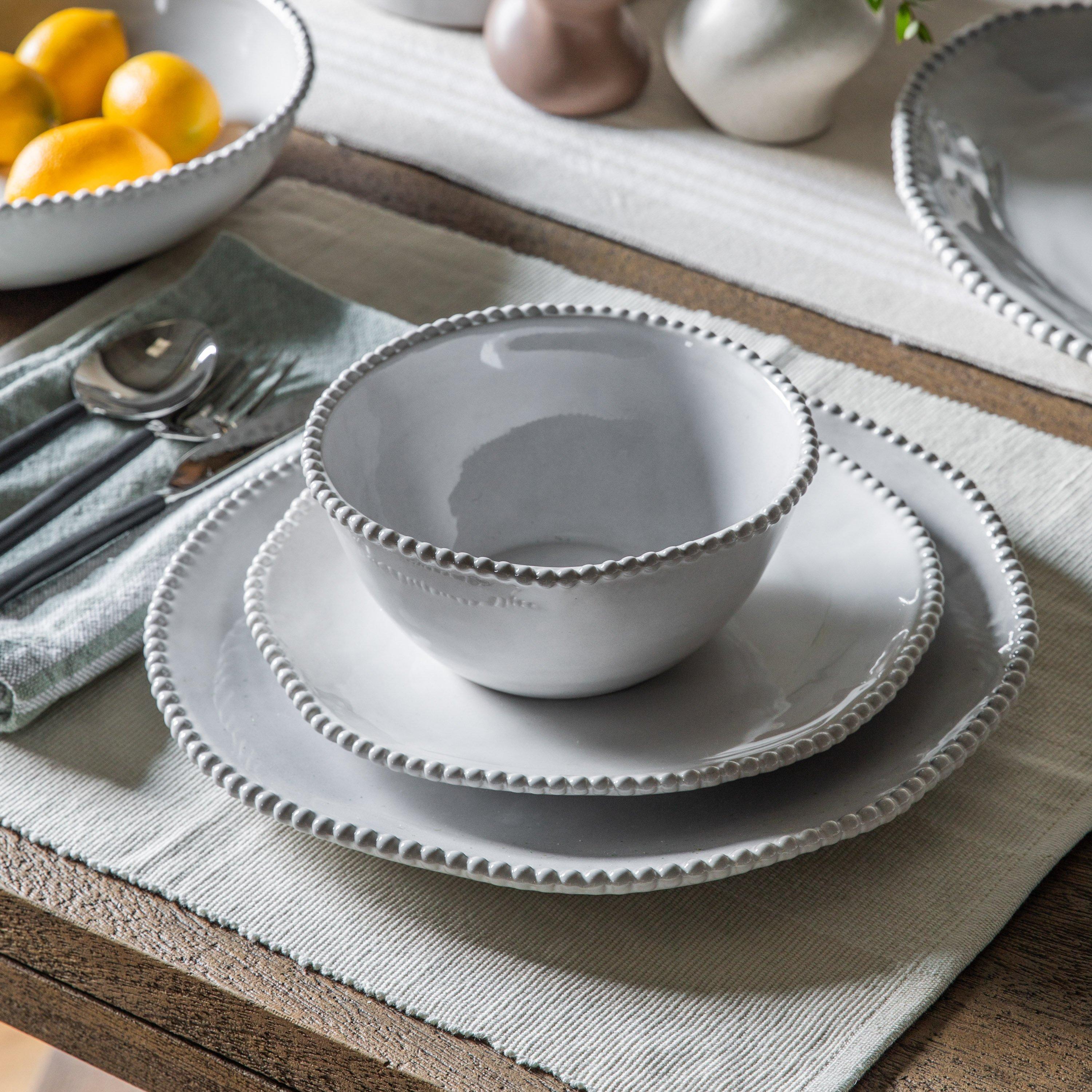 White - Gallery - Organic Beaded Dinner Plate White (4pk) - 1