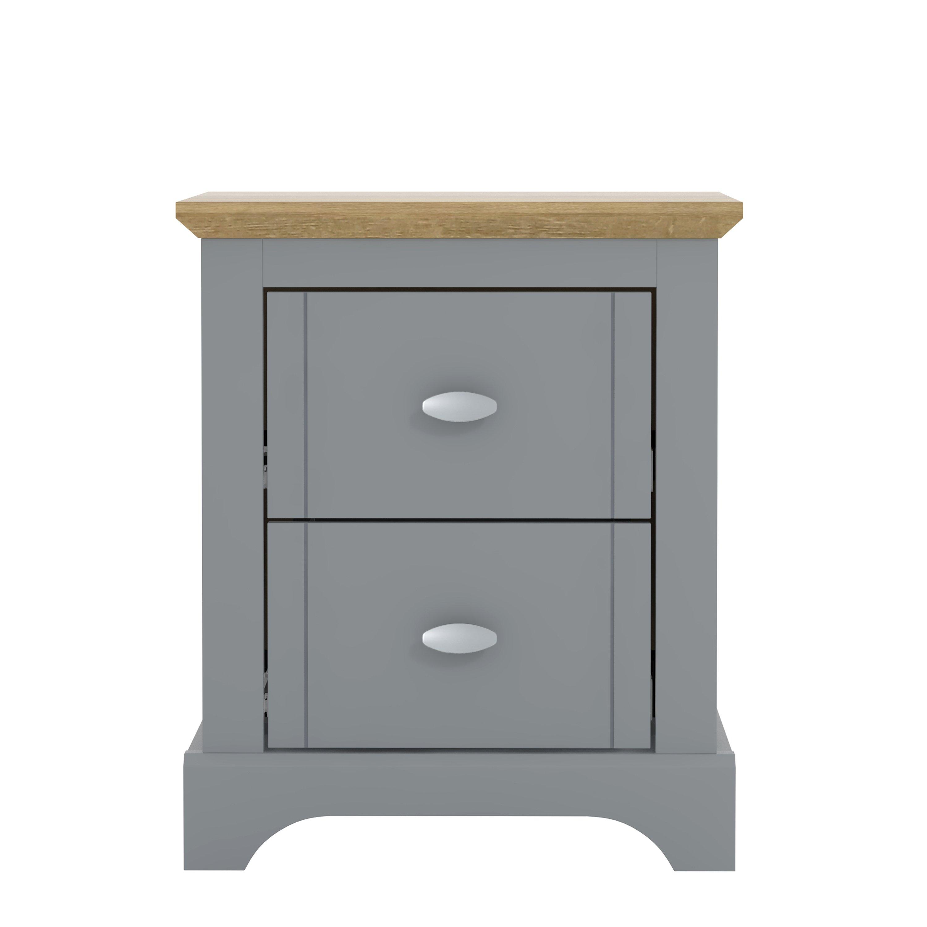 Grey - Homelife - Tetbury 2 Drawer Bedside Table - 4