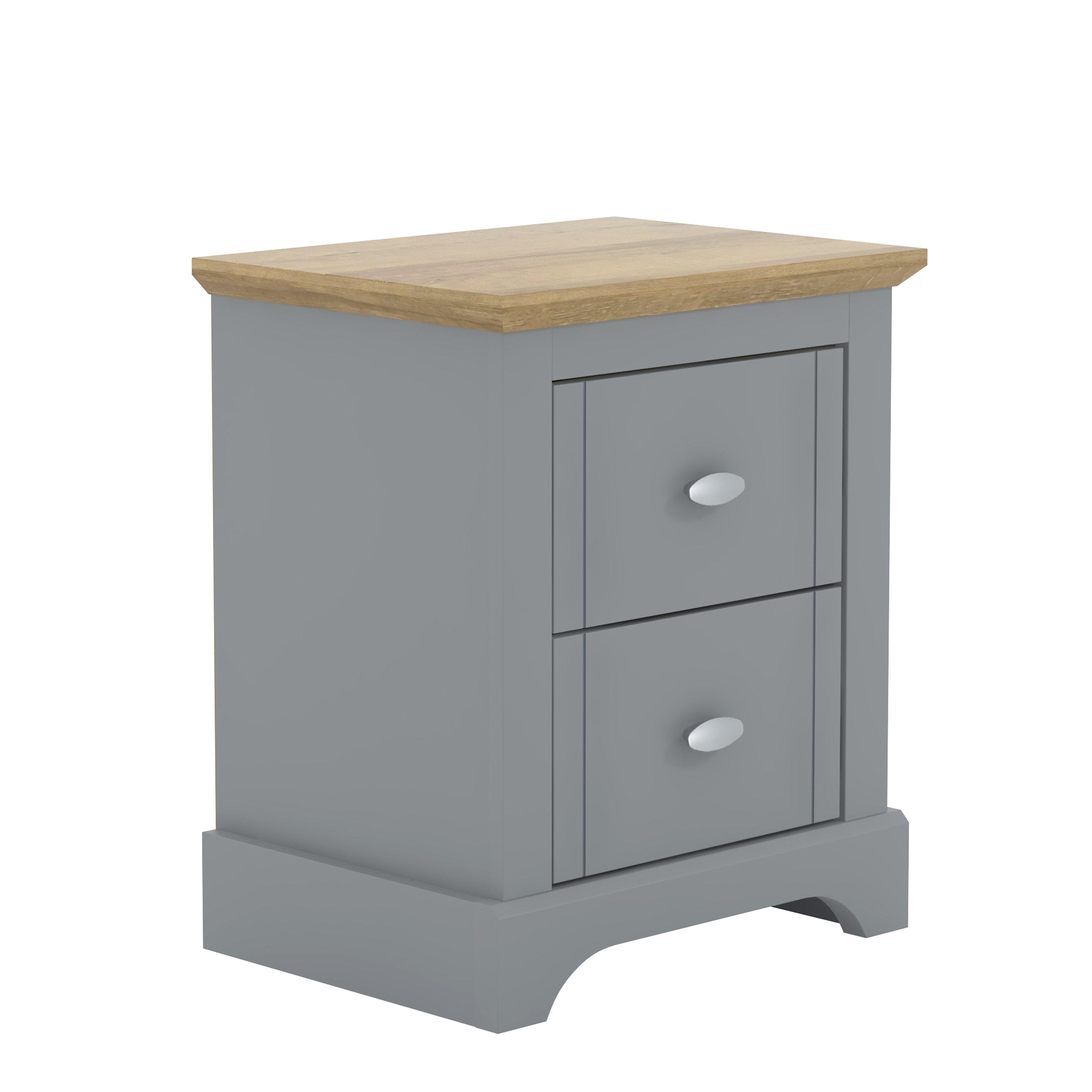Grey - Homelife - Tetbury 2 Drawer Bedside Table - 5