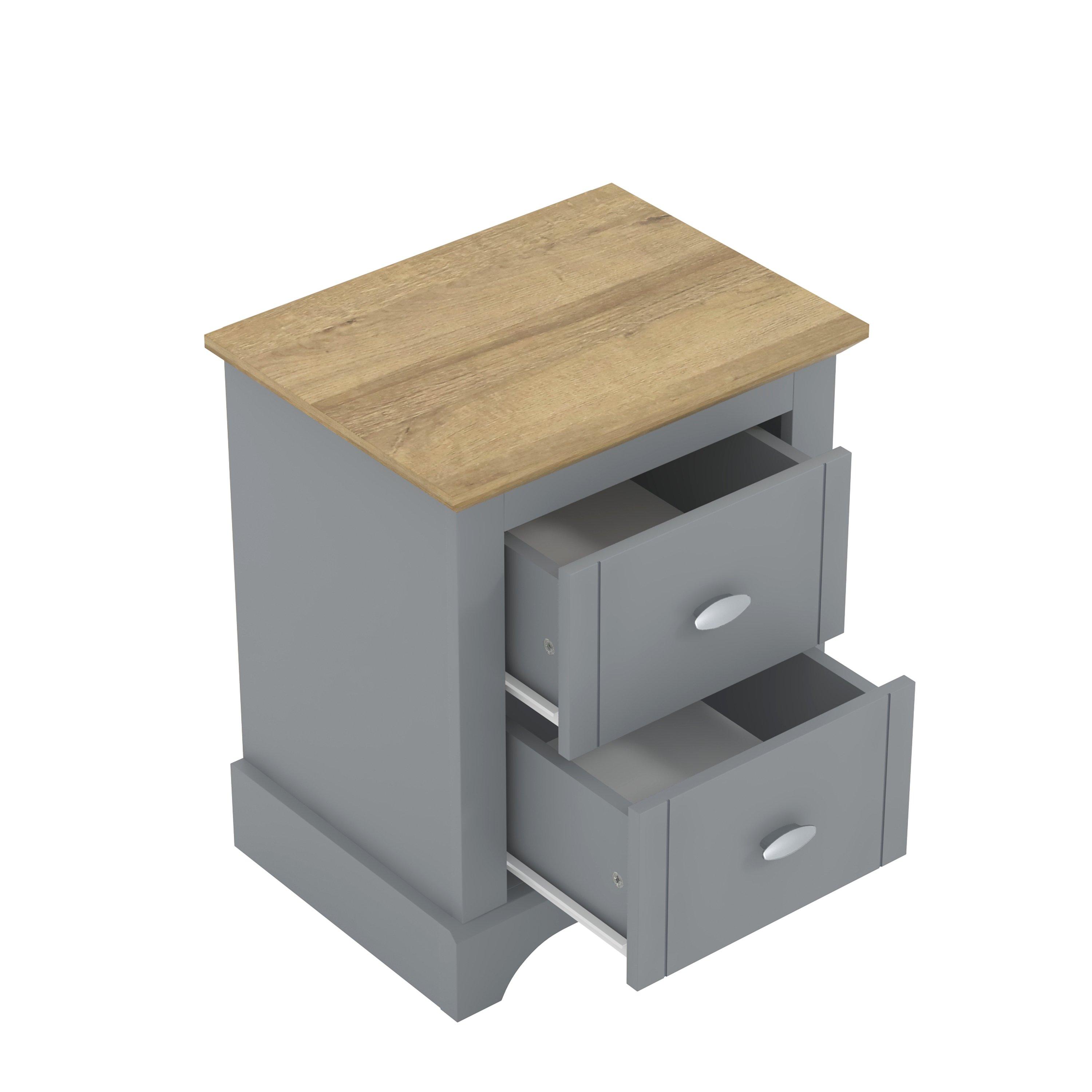 Grey - Homelife - Tetbury 2 Drawer Bedside Table - 6