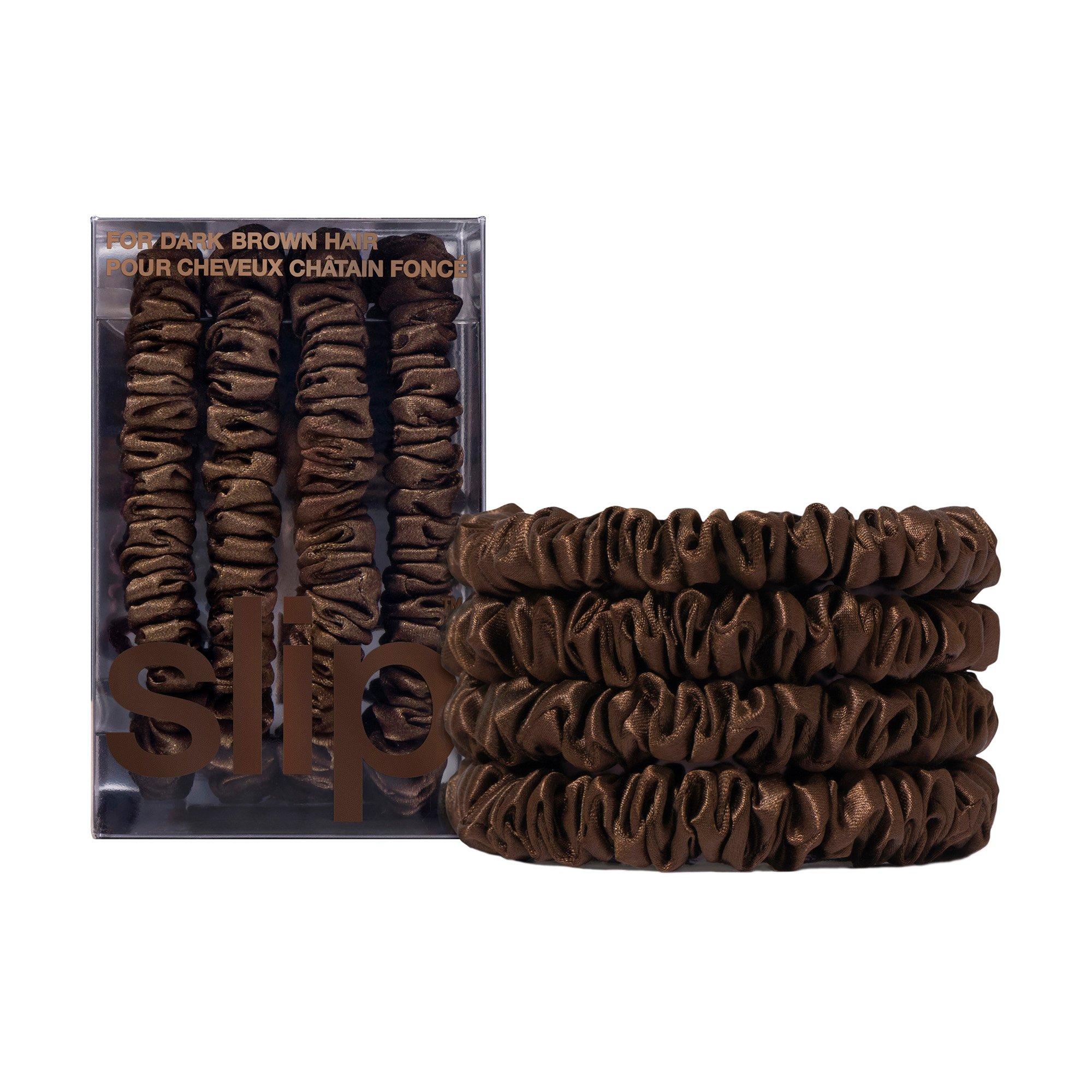 Dark Brown - Slip - slip pure silk back to basics skinny scrunchies - 1