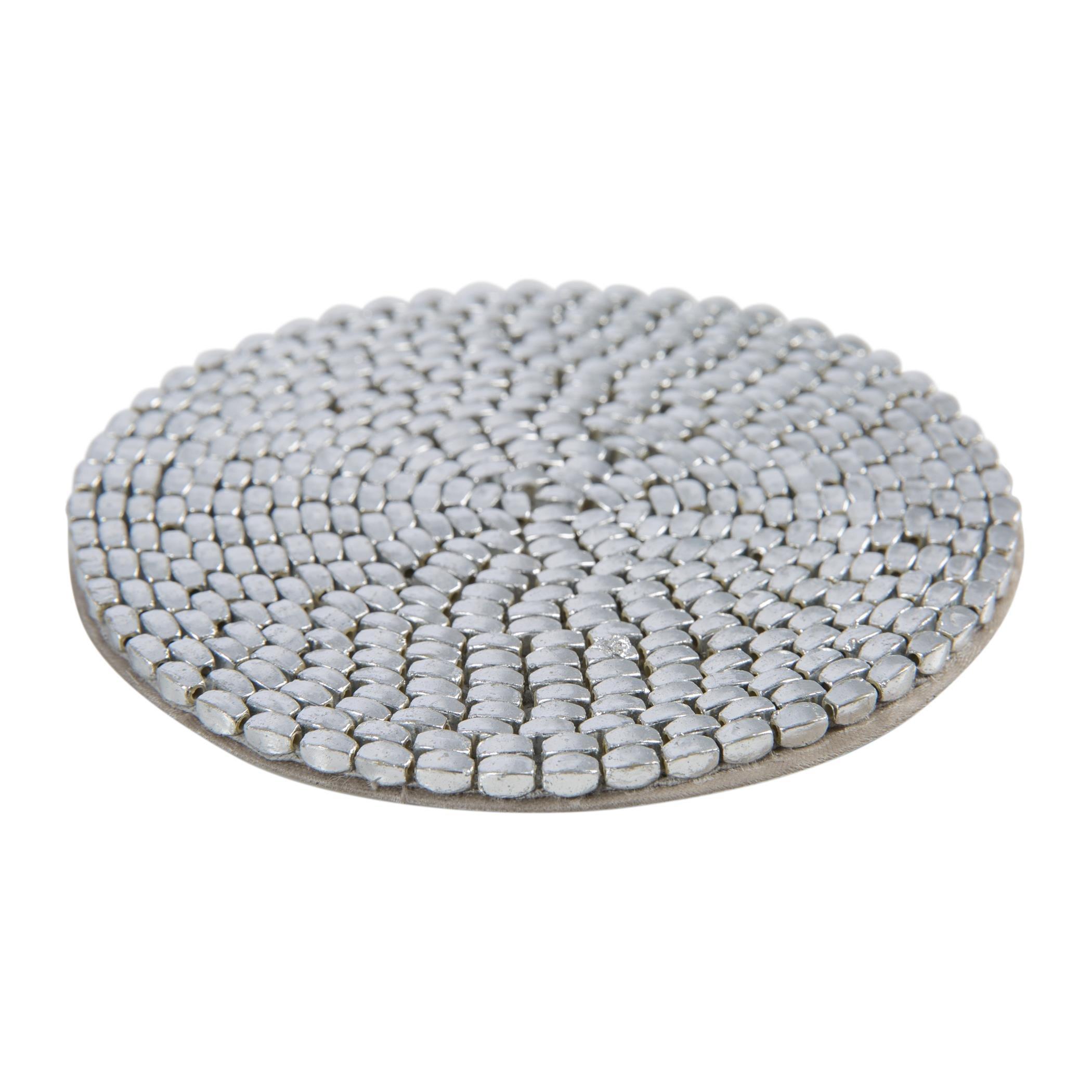 Silver - Luxe - Woven Beaded Coaster - Set of 4 - 4