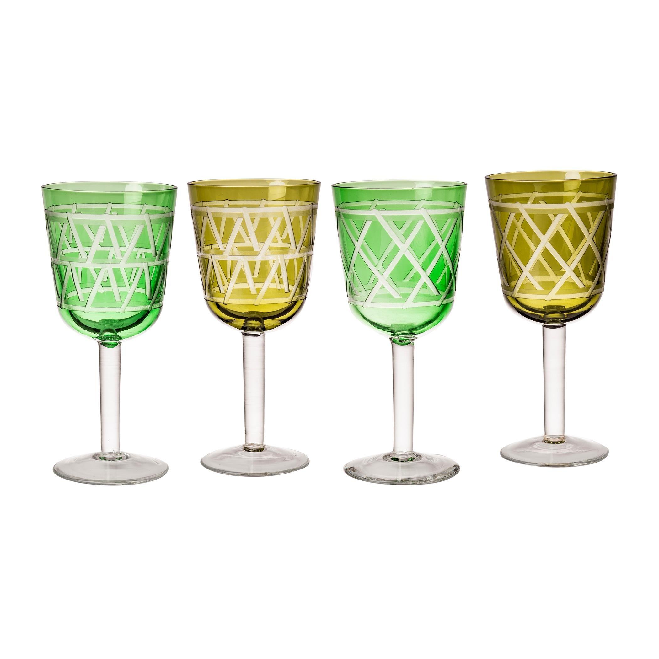 Green/Yellow - Pols Potten - PolsPotten Wine Glass Tie Up - Set Of 4 - 1