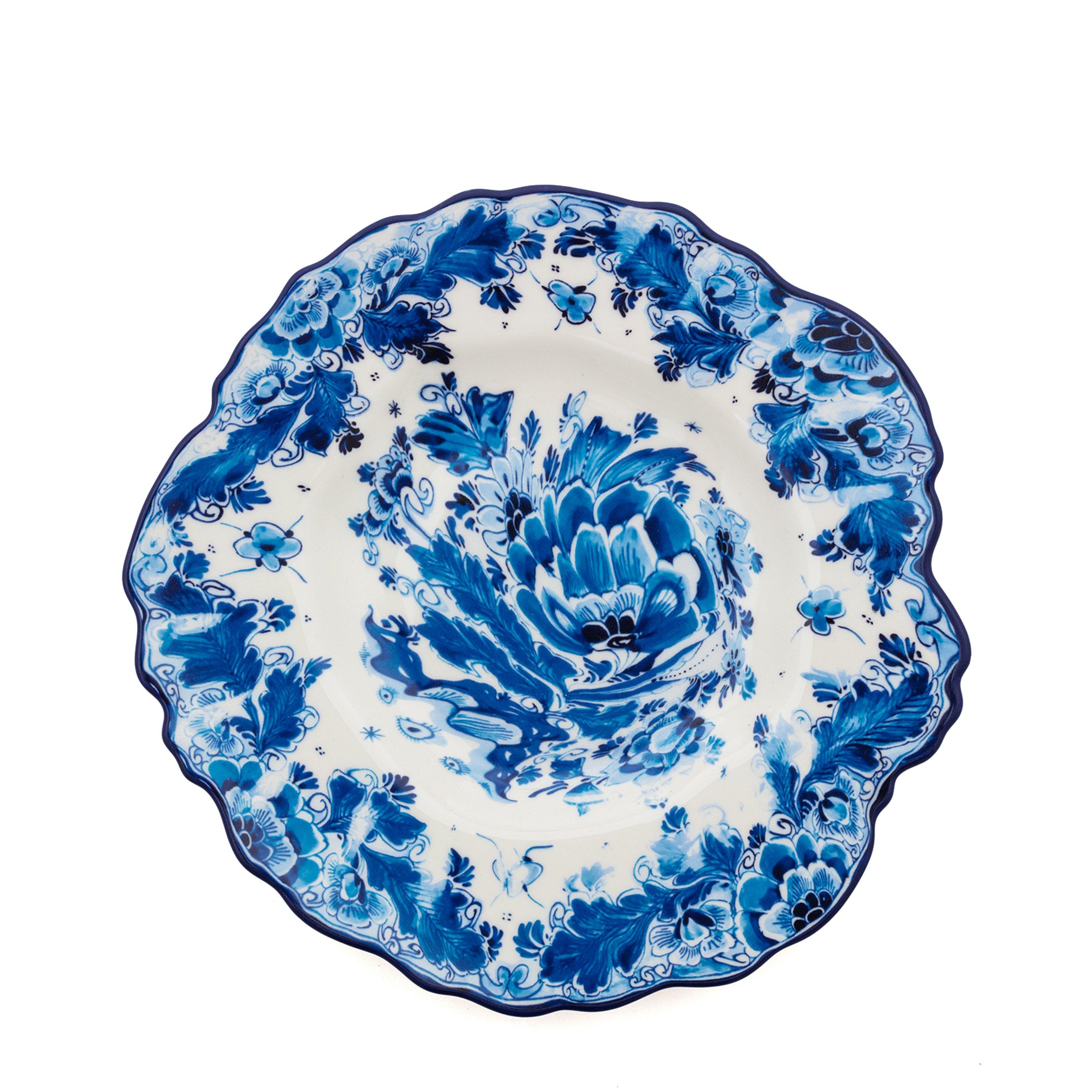 Seletti  Classics On Acid Porcelain Side Plate - Blue/ White