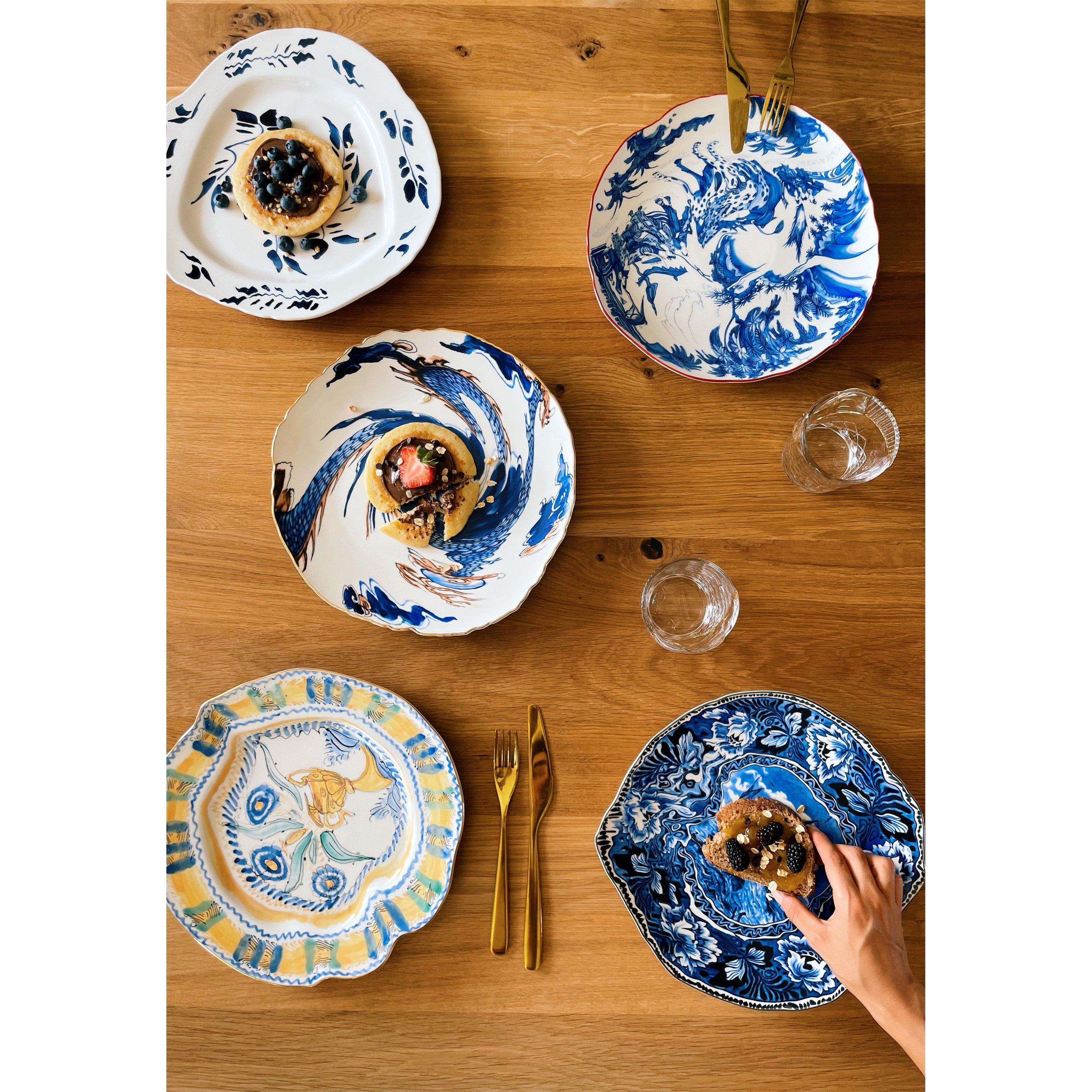 Blue/ White - Seletti - Classics on Acid Porcelain Side Plate - 4