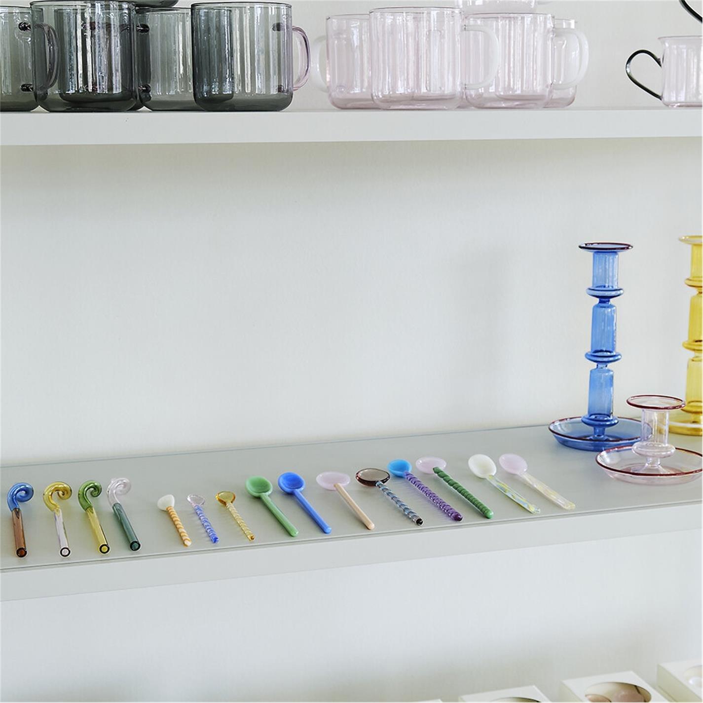 Multicoloured - HAY - Twisted Glass Spoons - Set Of 2 - Turquoise/Light Pink - 4