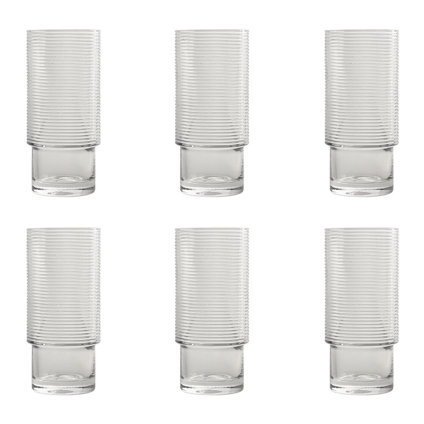 Clear - Greg Natale - GregNatale Schrager Ribbed Highball Glass - Set of 6 - 1