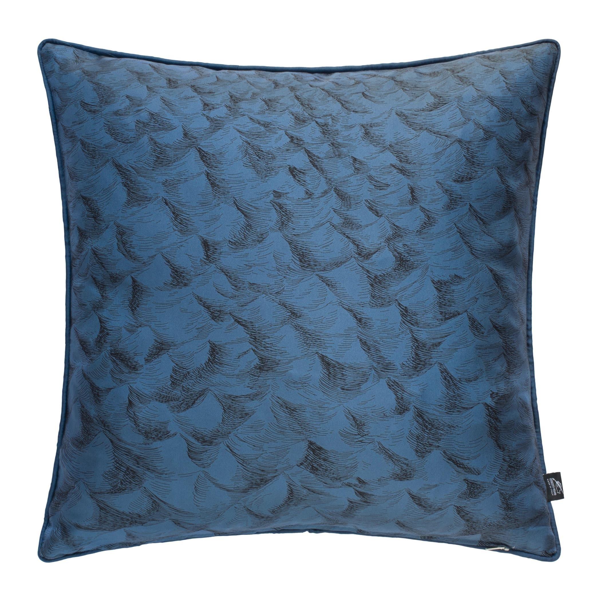 Blue - Fornasetti - Polipo Octopus Silk Reversible Cushion - 45x45cm - 3
