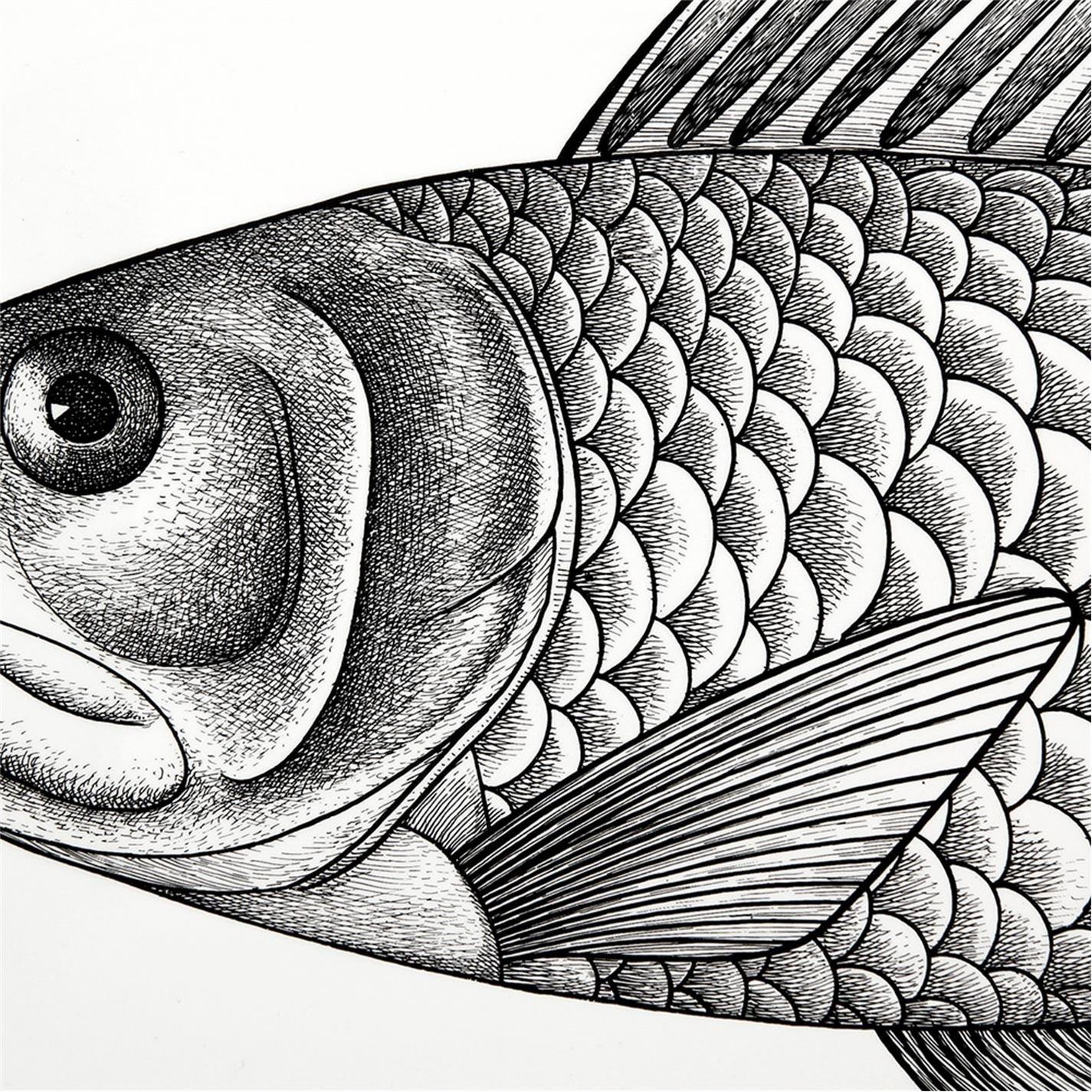 Black and White - Fornasetti - Pesce Tray - 25x60cm - 2