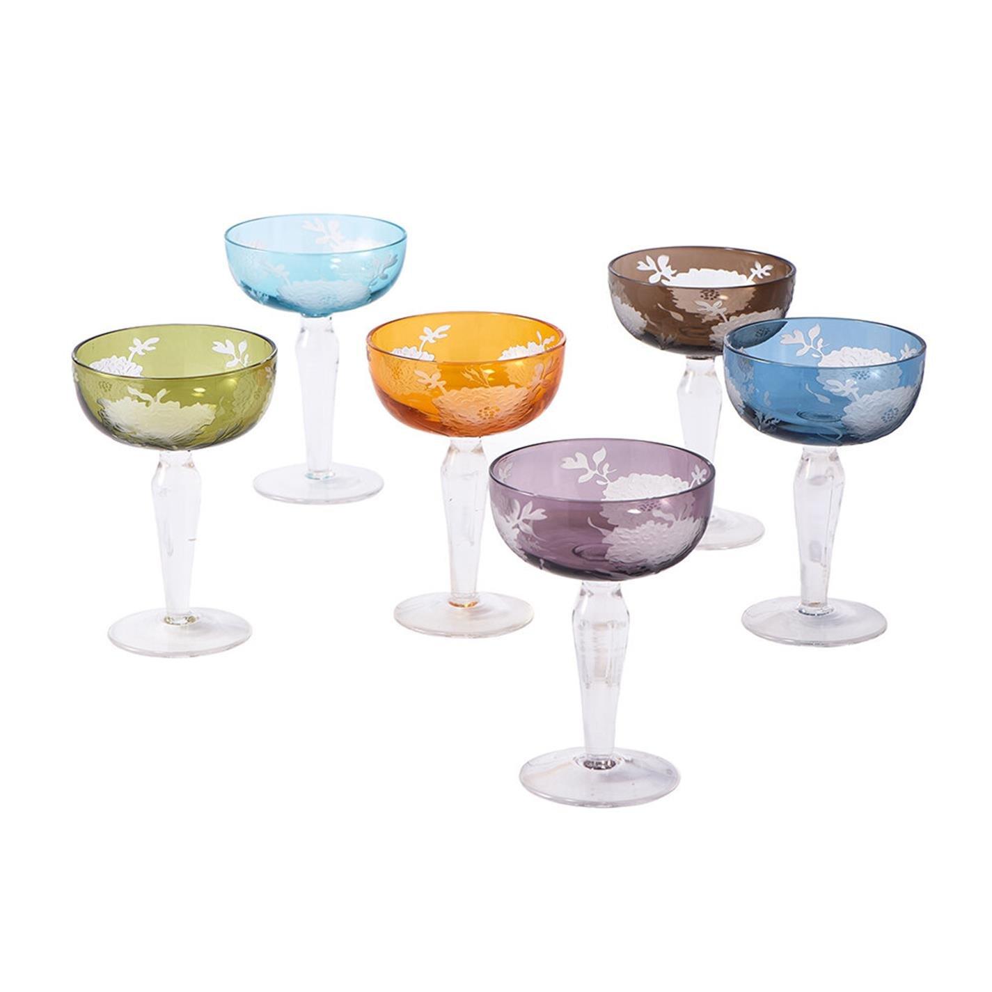 Multi - Pols Potten - PolsPotten Peony Multicolour Coupe Glasses - 2