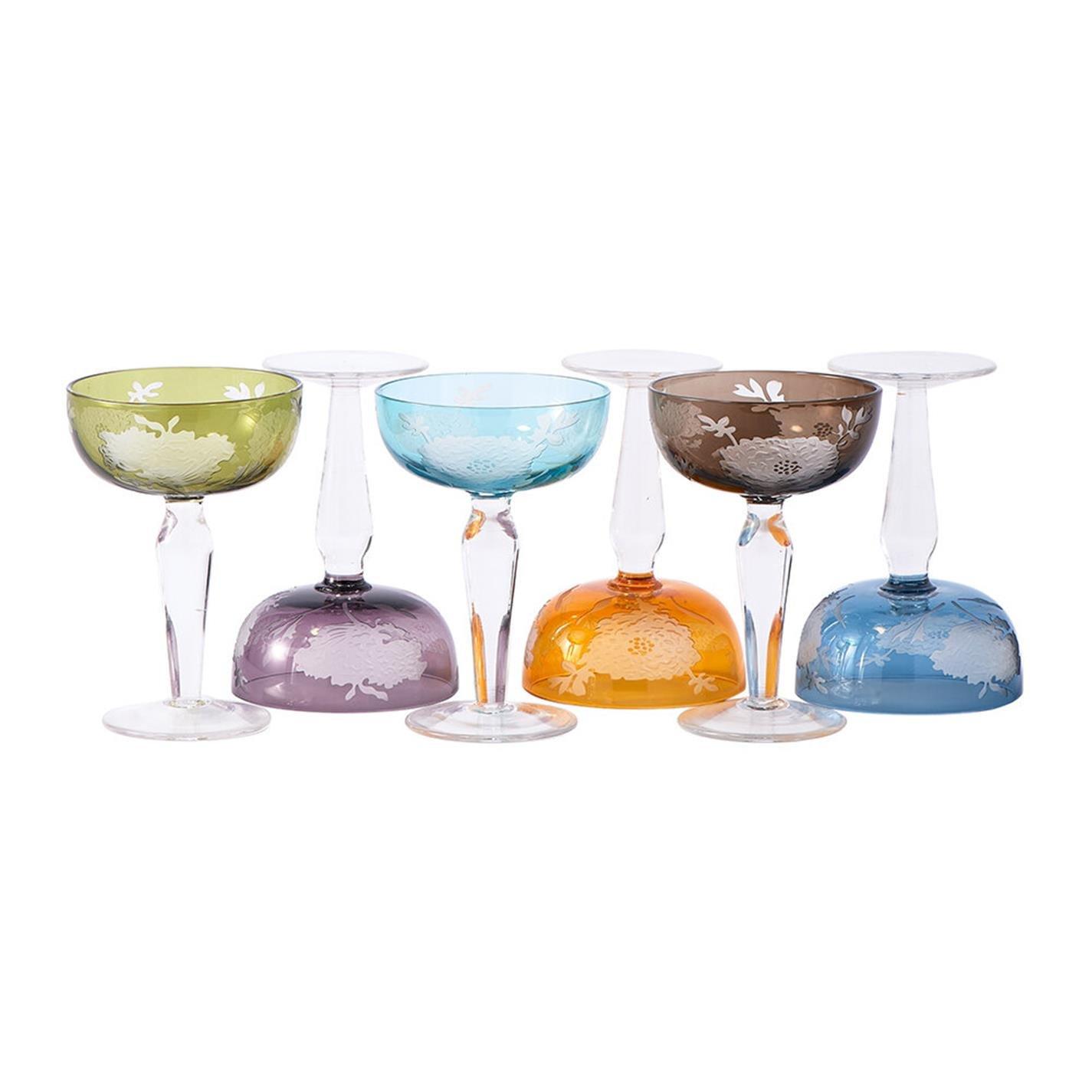 Multi - Pols Potten - PolsPotten Peony Multicolour Coupe Glasses - 3
