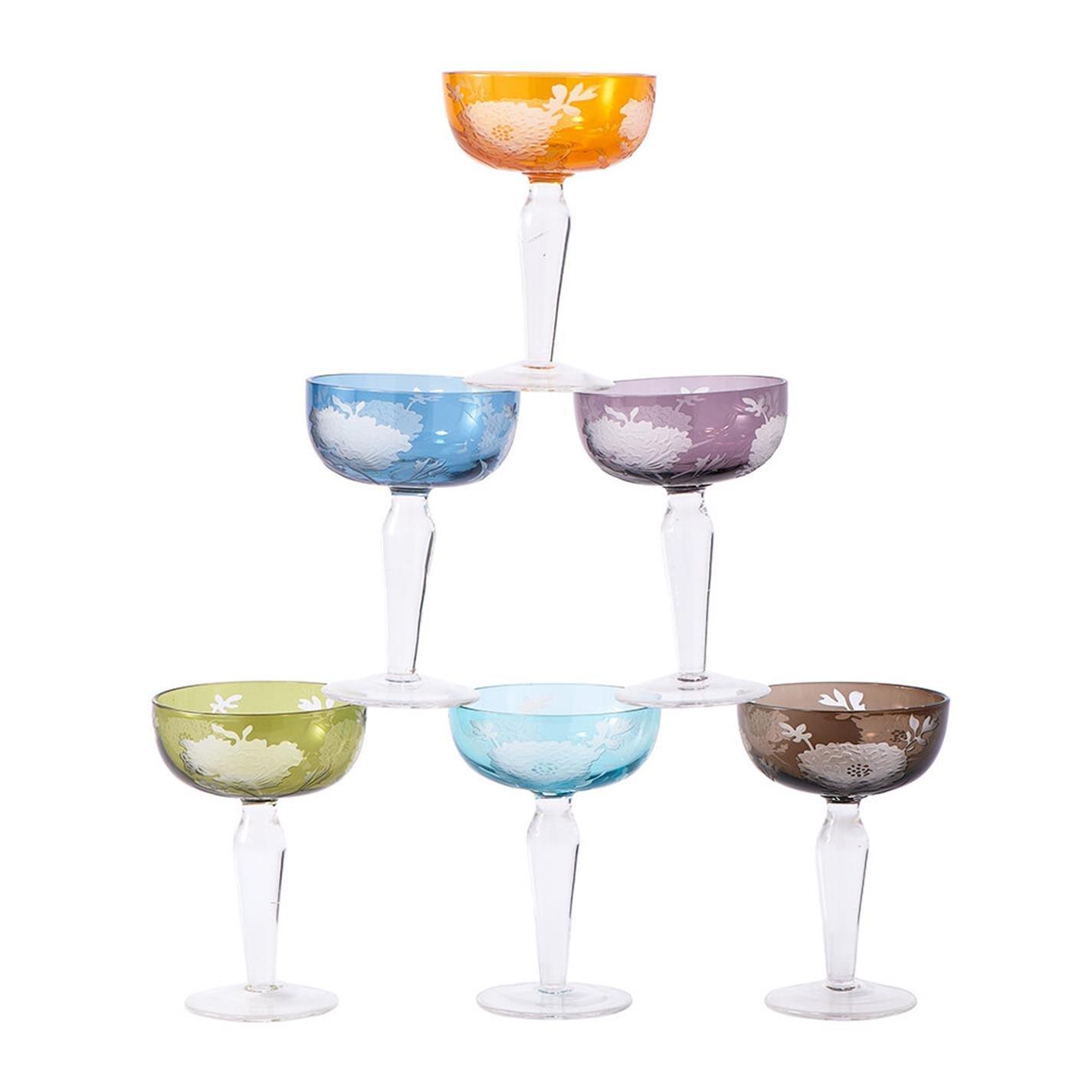 Multi - Pols Potten - PolsPotten Peony Multicolour Coupe Glasses - 4