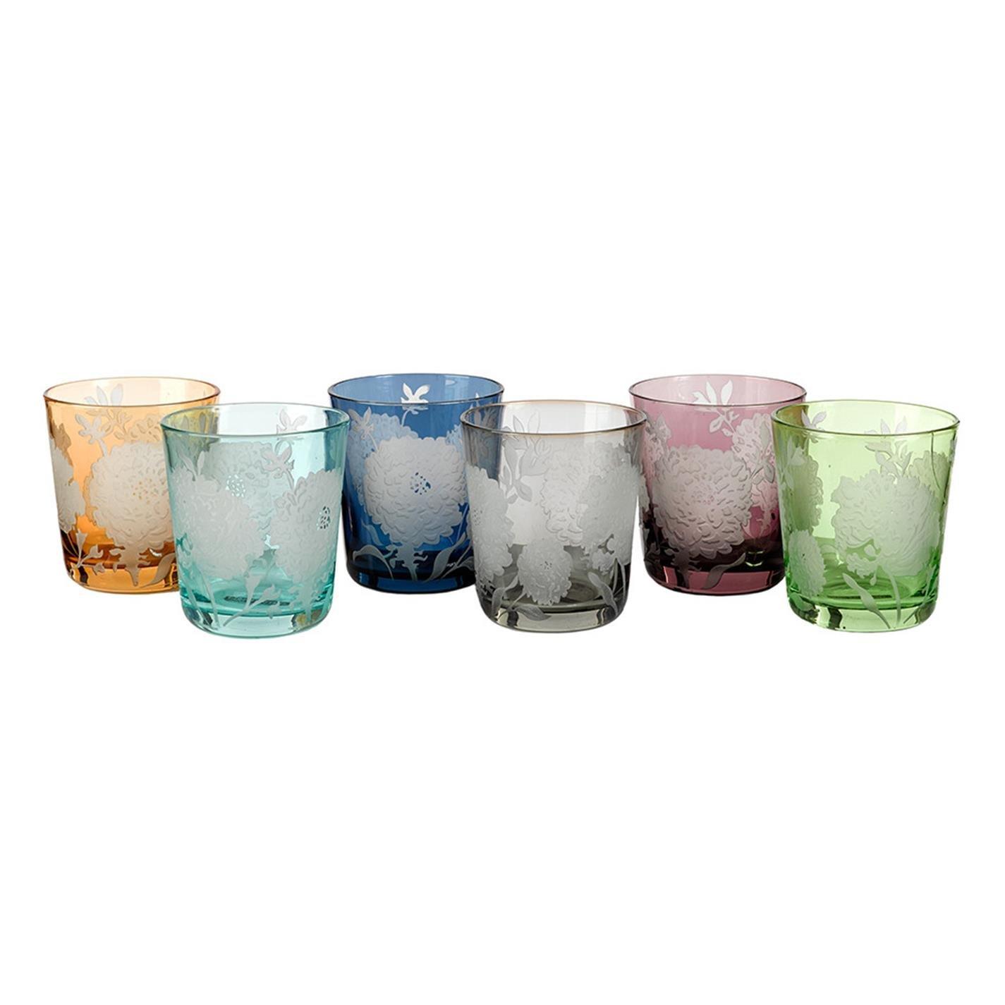 Multicoloured - Pols Potten - PolsPotten Peony Glass Tumblers - Set of 6 - 3