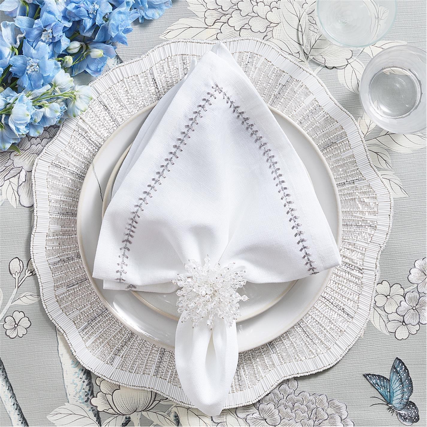 White/Gray - Kim Seybert - KimSeybert Nova Placemat - Set of 2 - 3