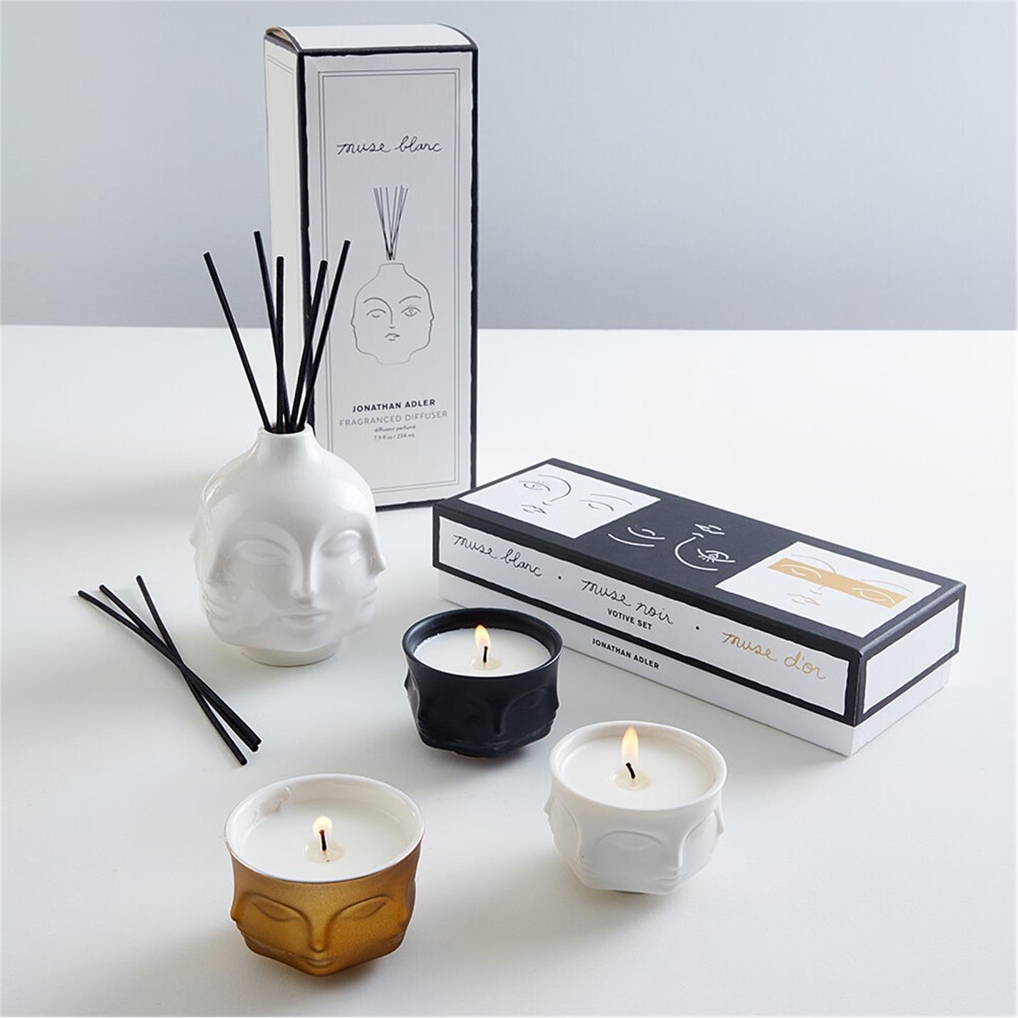 Black - Jonathan Adler - Muse Votive Candles - Set Of 3 - 2