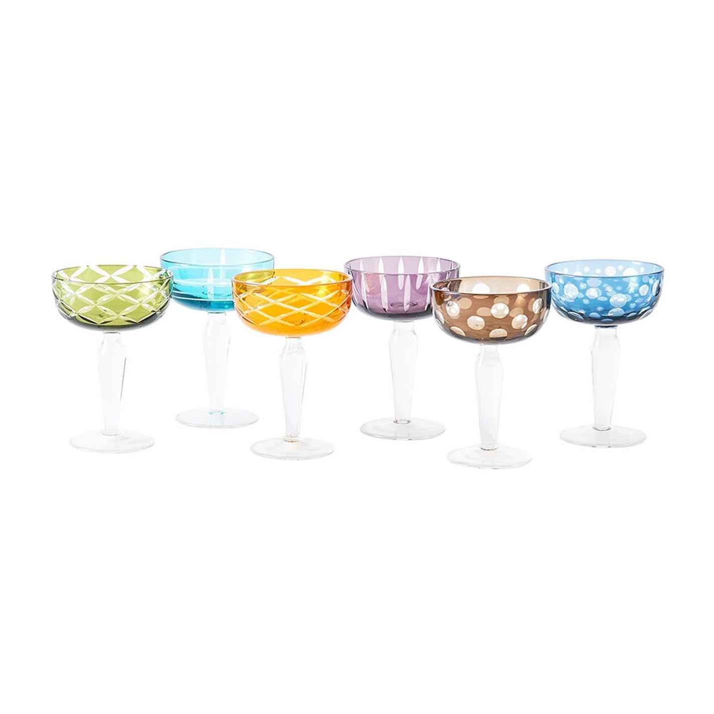 Pols Potten PolsPotten Mixed Cuttings Coupe Glasses - Multicoloured - Size Set of 6