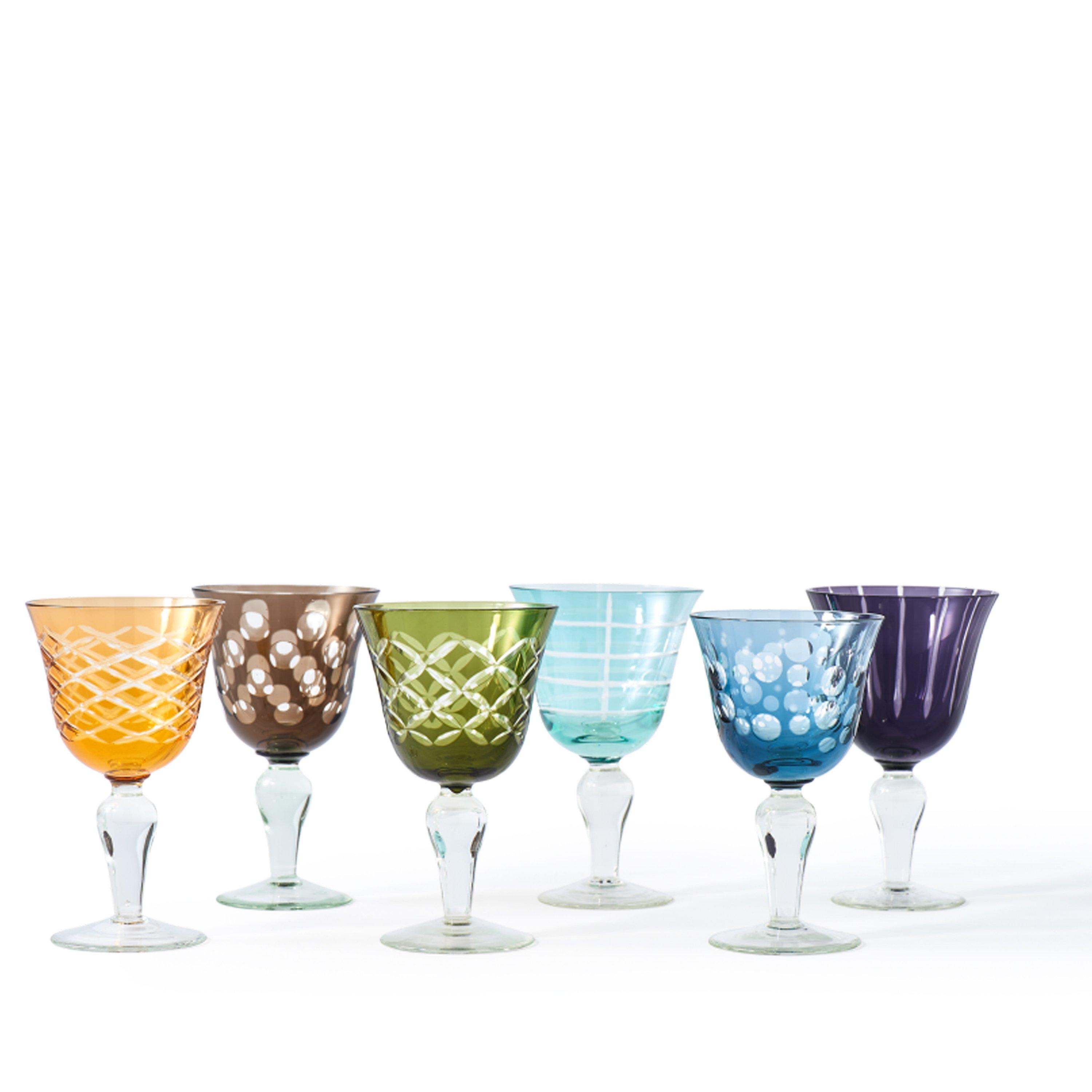 Multicoloured - Pols Potten - PolsPotten Mixed Cuttings Wine Glasses - Set of 6 - 2