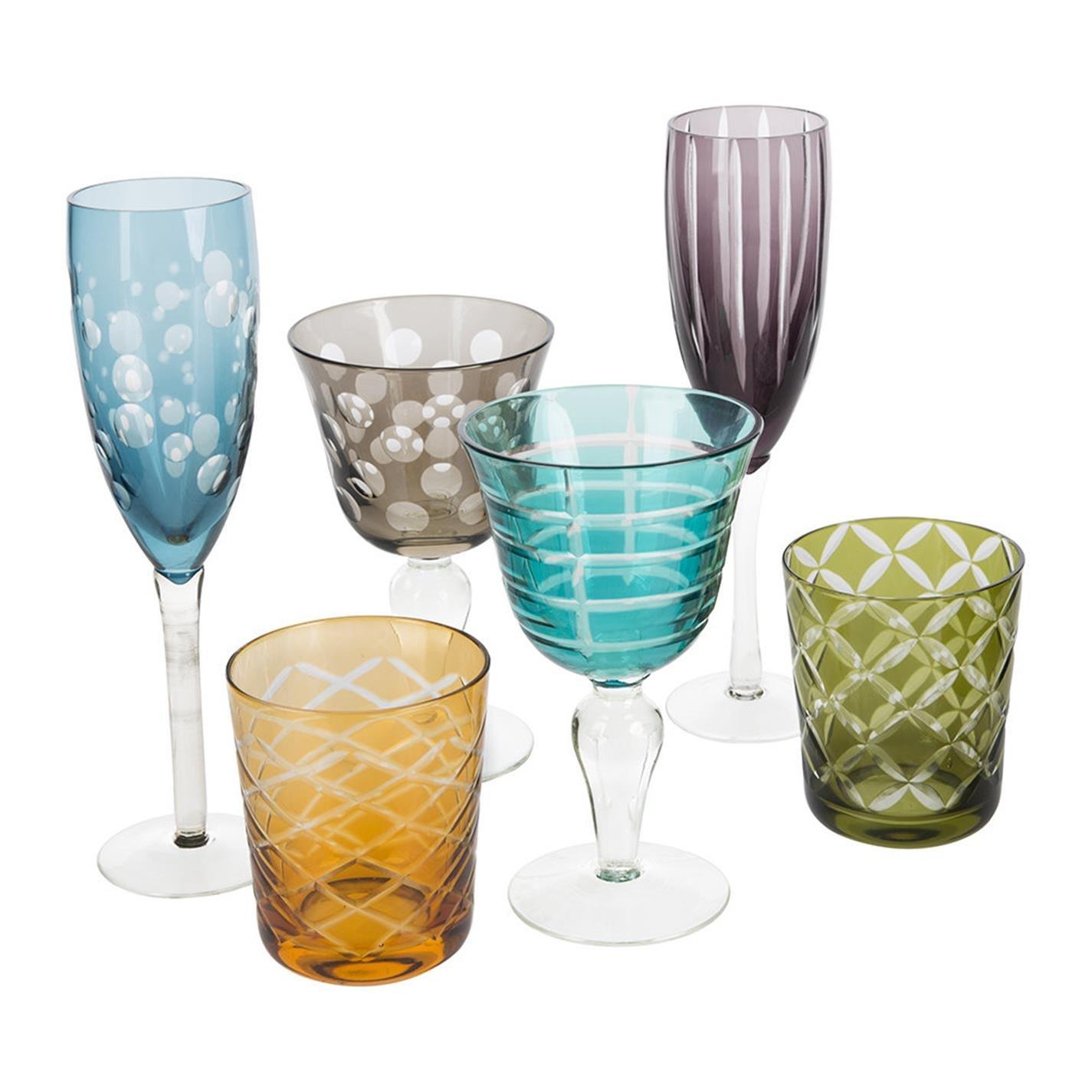 Multicoloured - Pols Potten - PolsPotten Mixed Cuttings Champagne Glasses- Set of 6 - 9