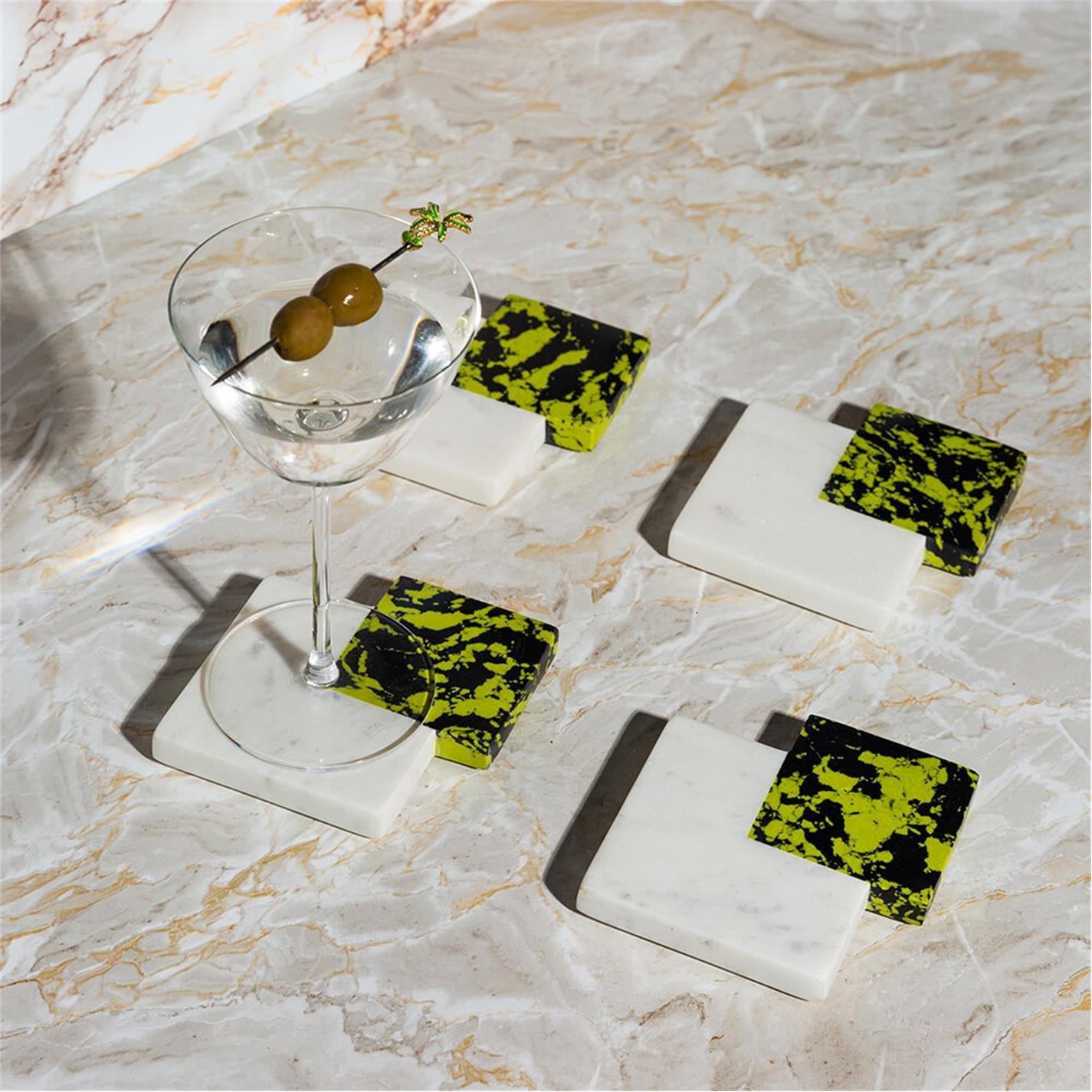 Green - Ultra - Layered Geometric Coaster - Set of 4 - 2