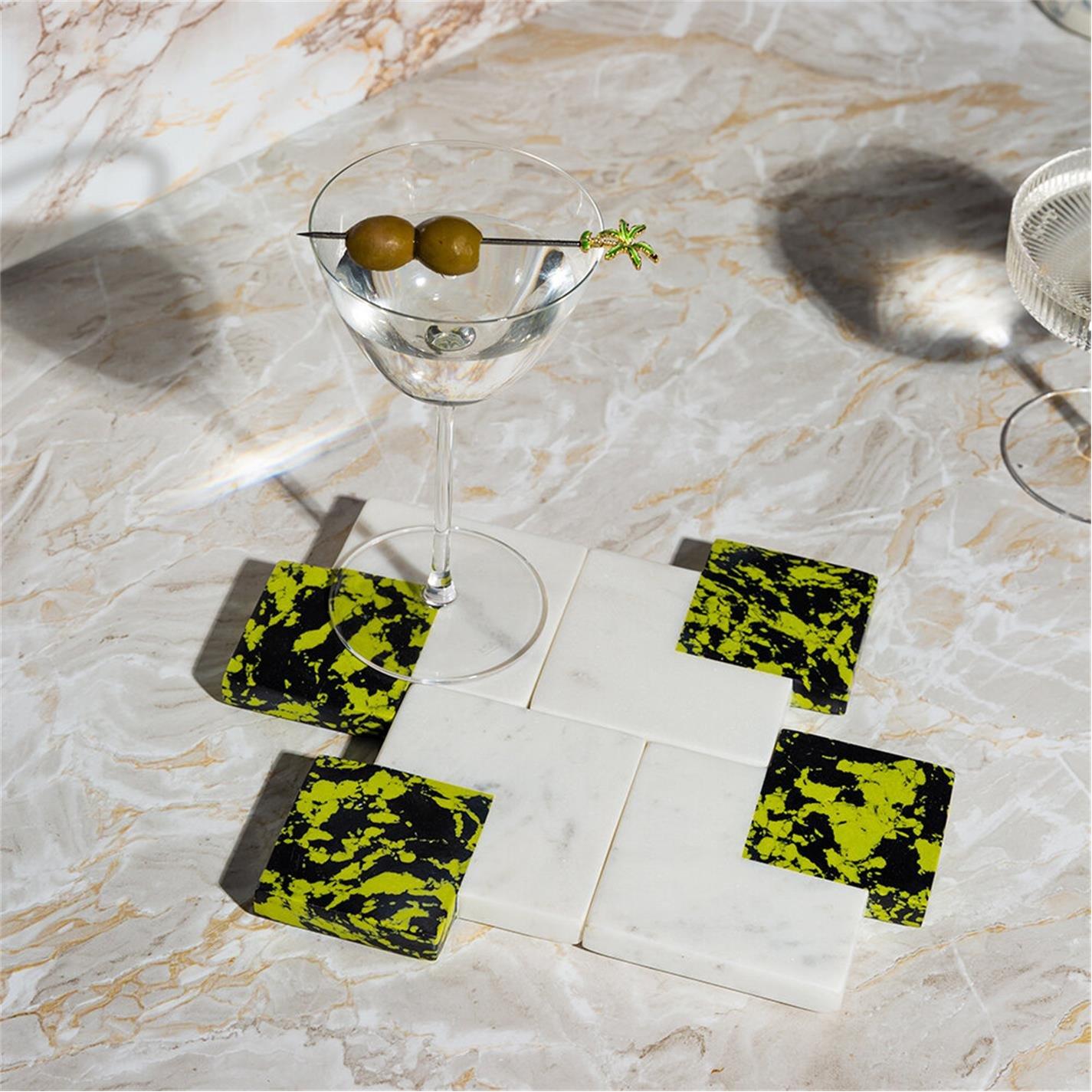 Green - Ultra - Layered Geometric Coaster - Set of 4 - 8