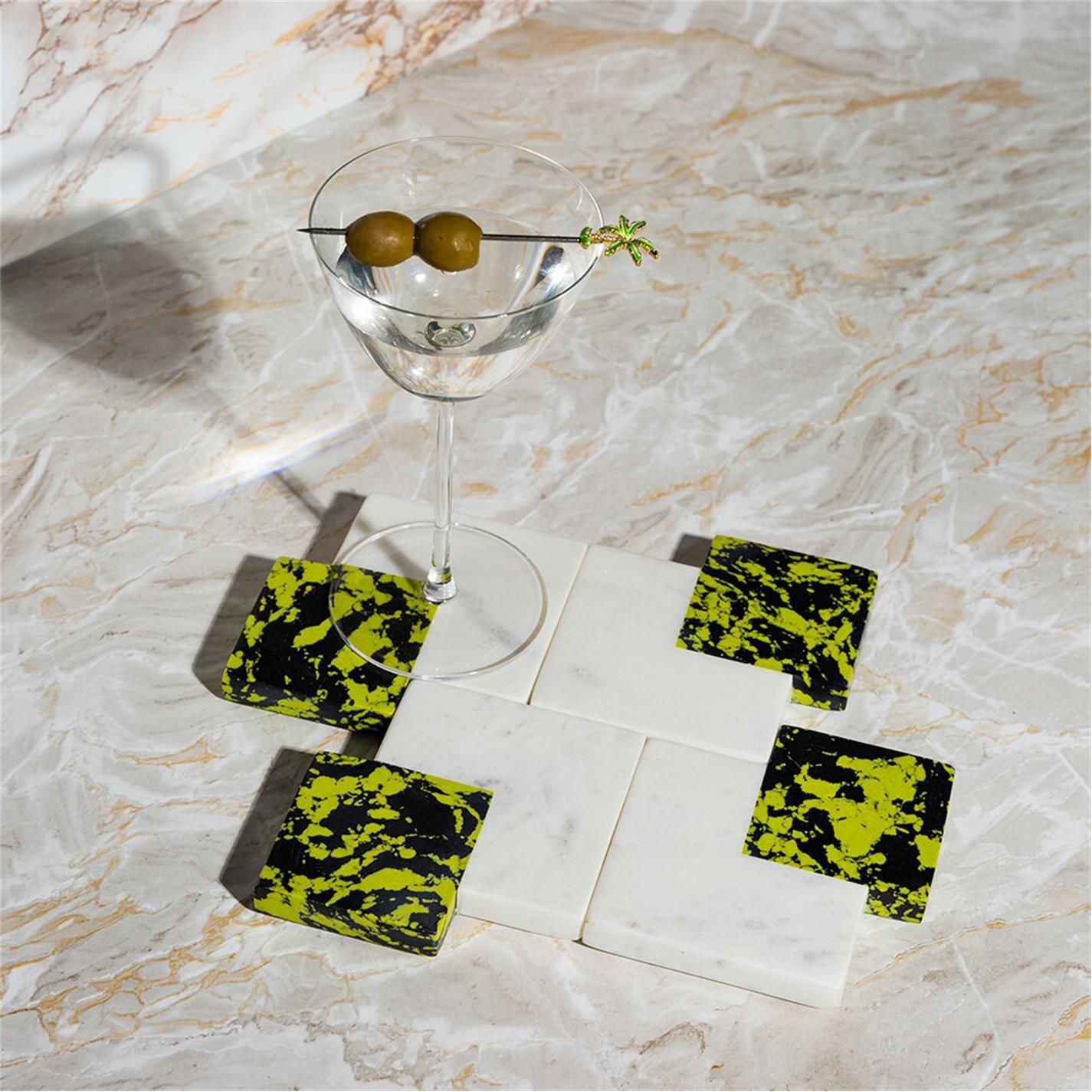 Green - Ultra - Layered Geometric Coaster - Set of 4 - 9