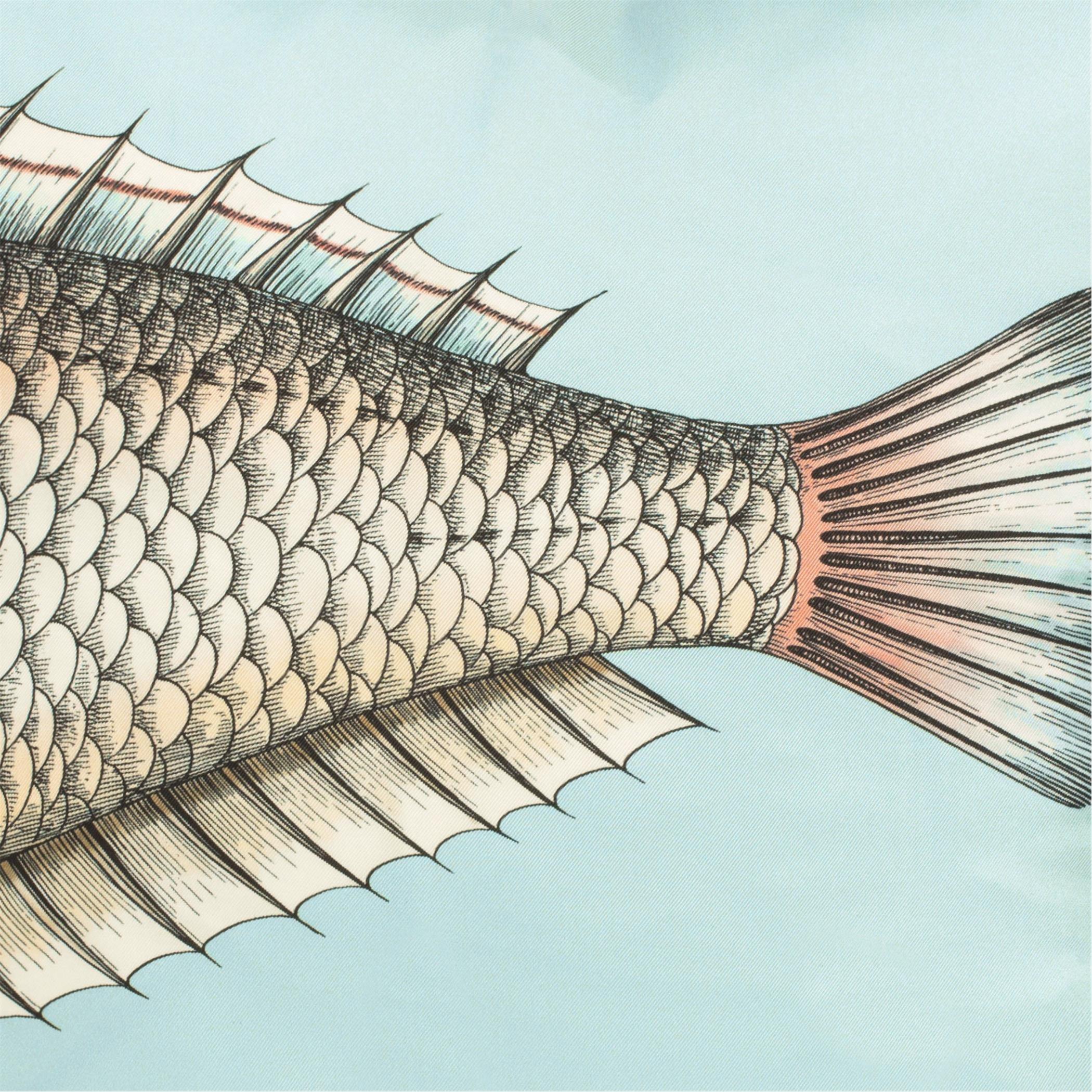 Blue - Fornasetti - Grande Pesce Silk Reversible Cushion - Set of Two - 6