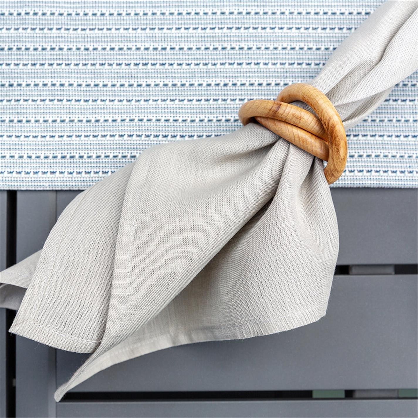 Beige - Retreat - Entwined Wooden Hoop Napkin Rings - Set of 4 - 10