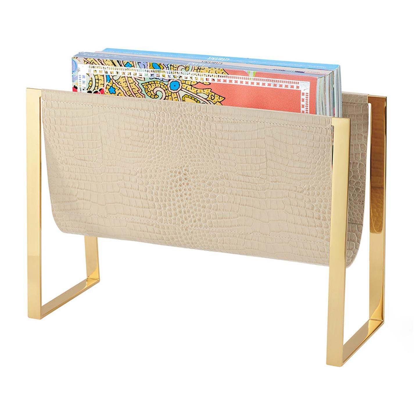 Beige - AERIN - Classic Croc Magazine Rack - 3