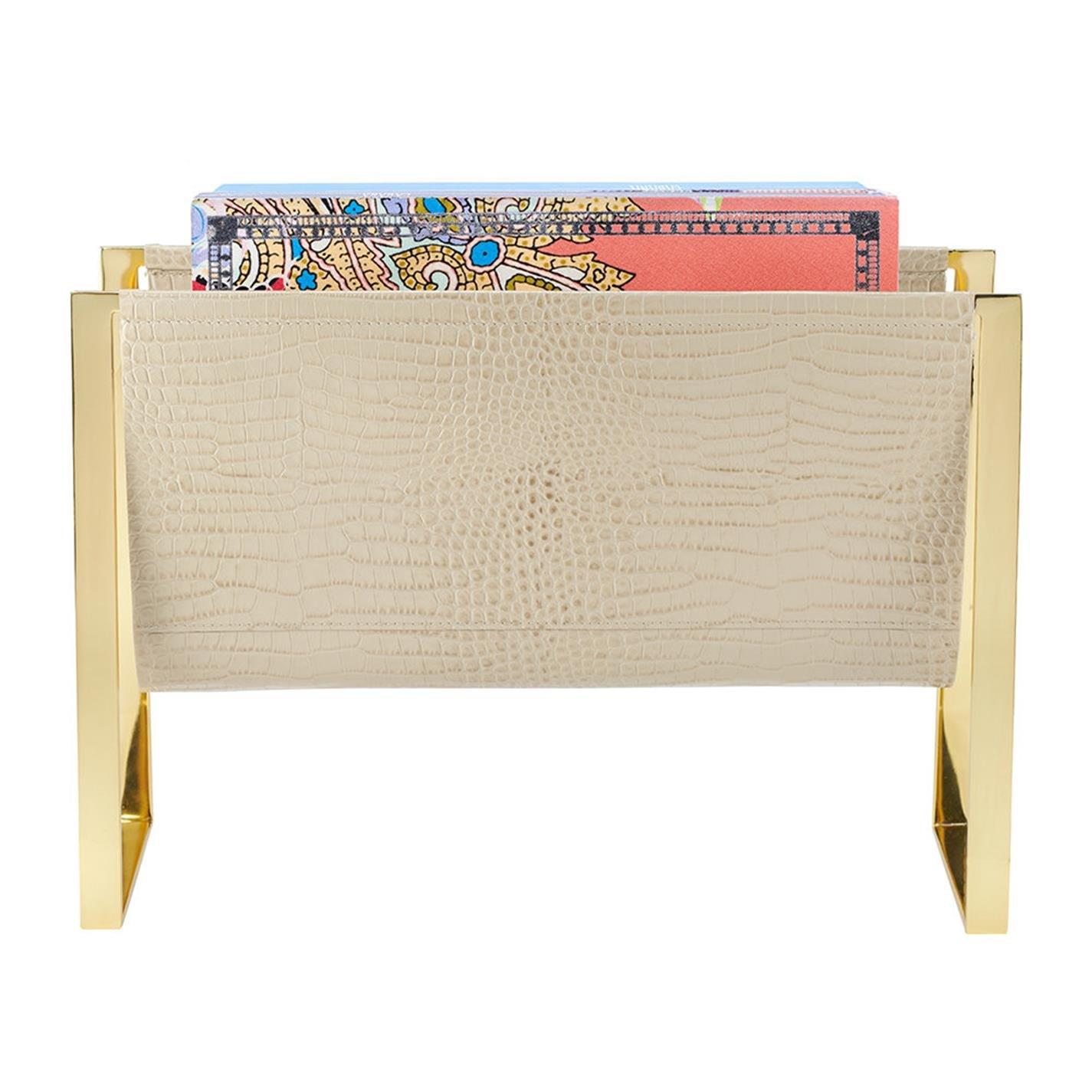Beige - AERIN - Classic Croc Magazine Rack - 4